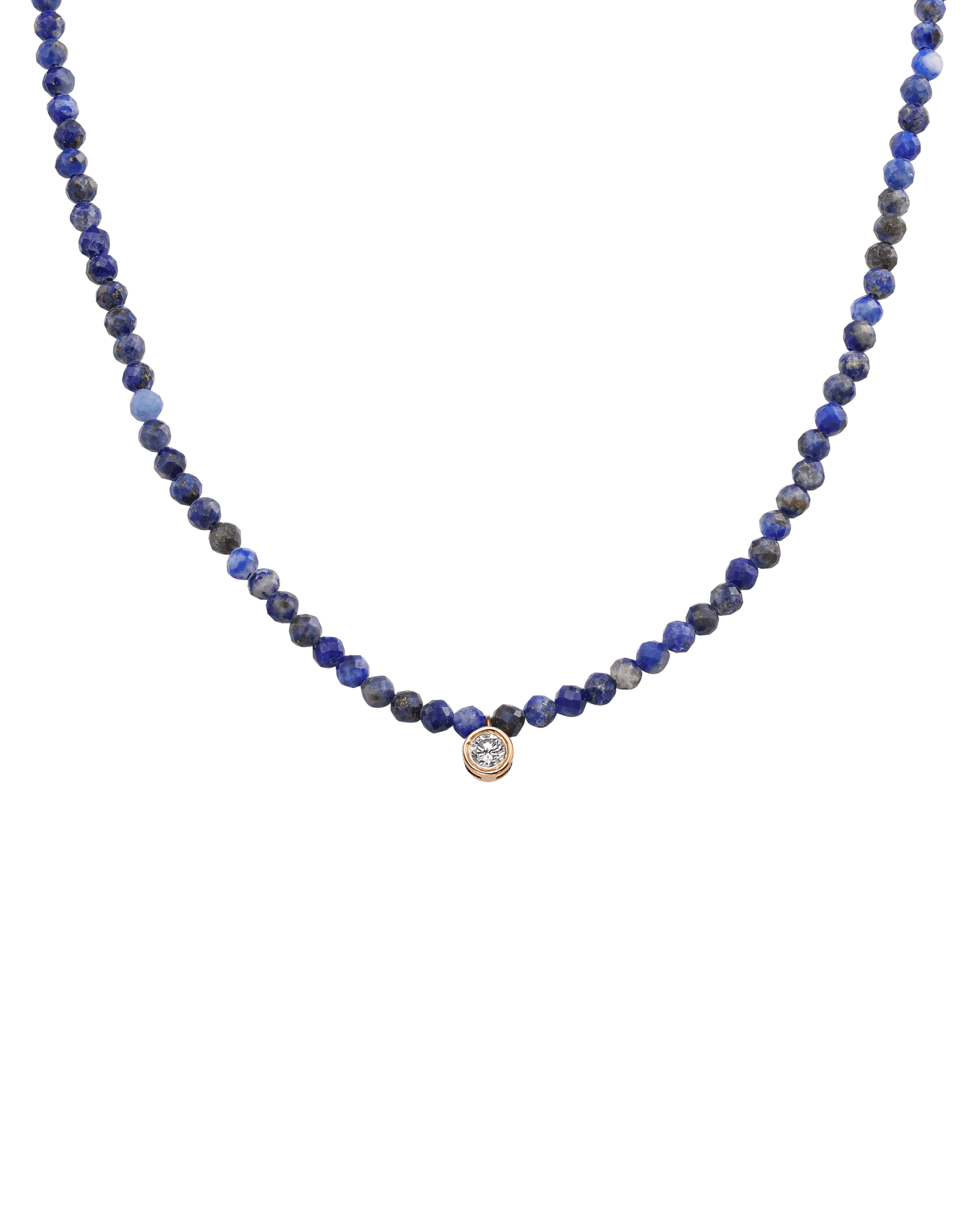 Apatite Gemstone & Diamond Necklace - 14K Rose Gold Necklaces 14K Solid Gold Natural Blue Lapis Large: 0.10ct 14"