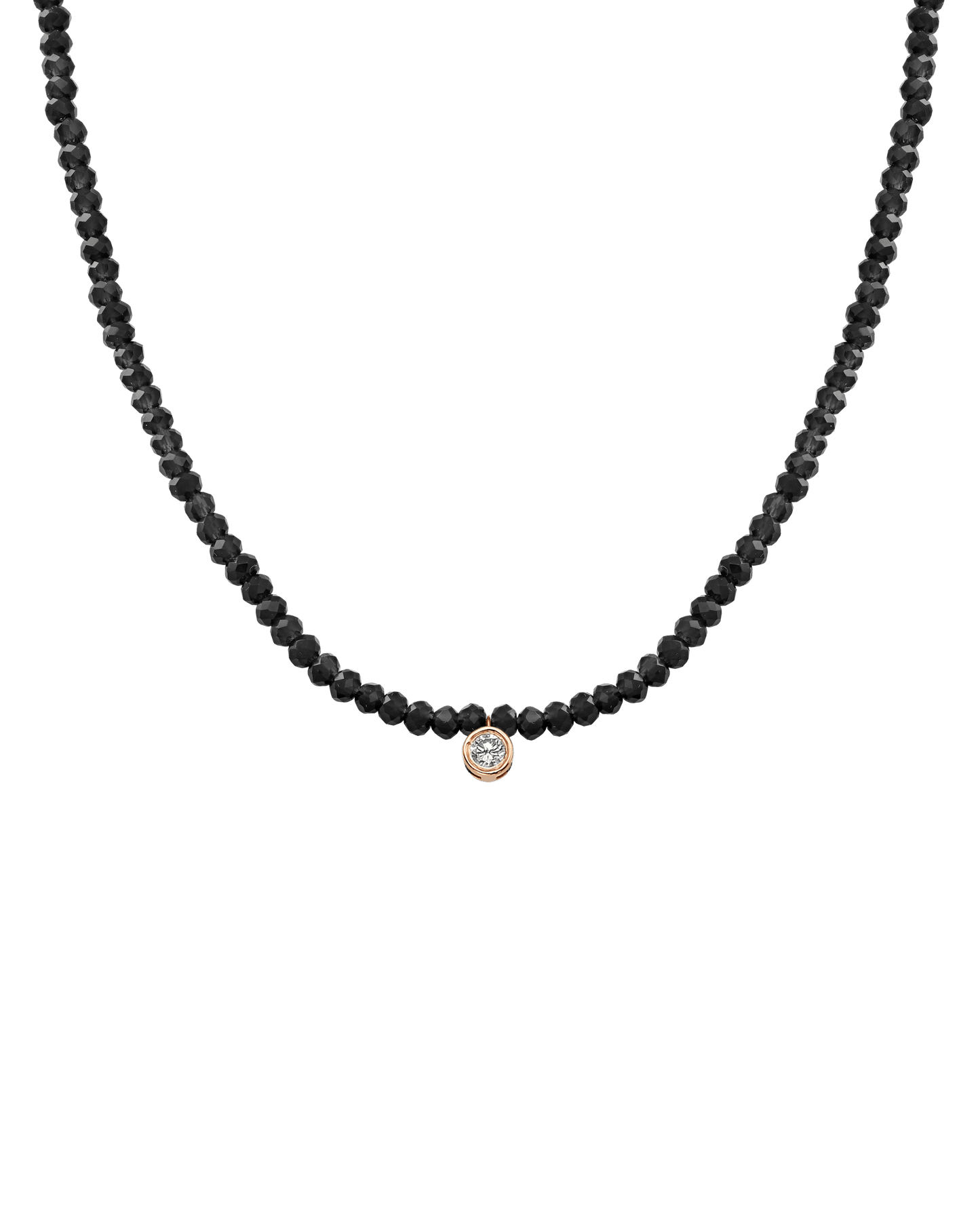 Apatite Gemstone & Diamond Necklace - 14K Rose Gold Necklaces 14K Solid Gold Glass Beads Black Spinnel Large: 0.10ct 14"