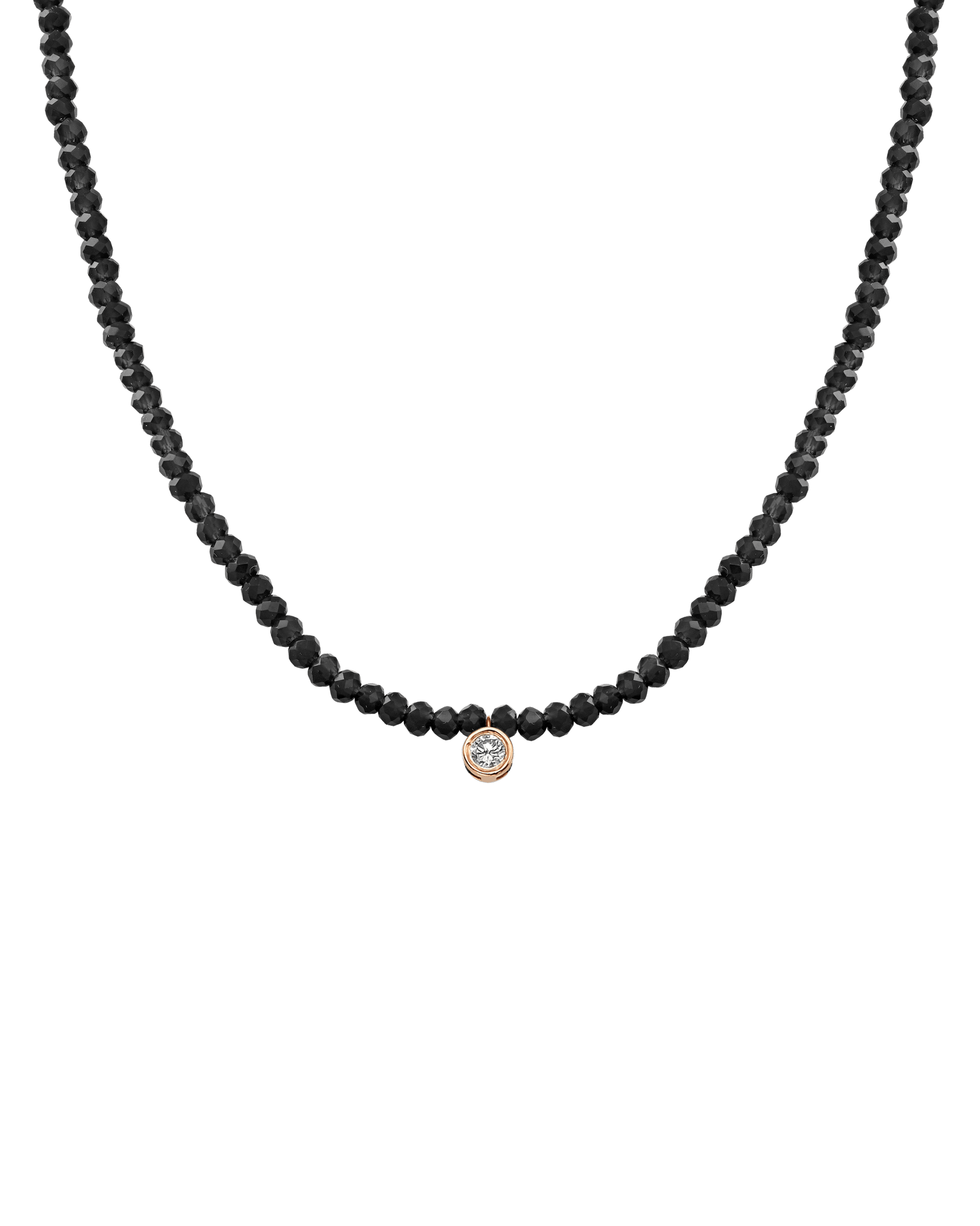 Apatite Gemstone & Diamond Necklace - 14K Rose Gold Necklaces 14K Solid Gold Glass Beads Black Spinnel Large: 0.10ct 14"