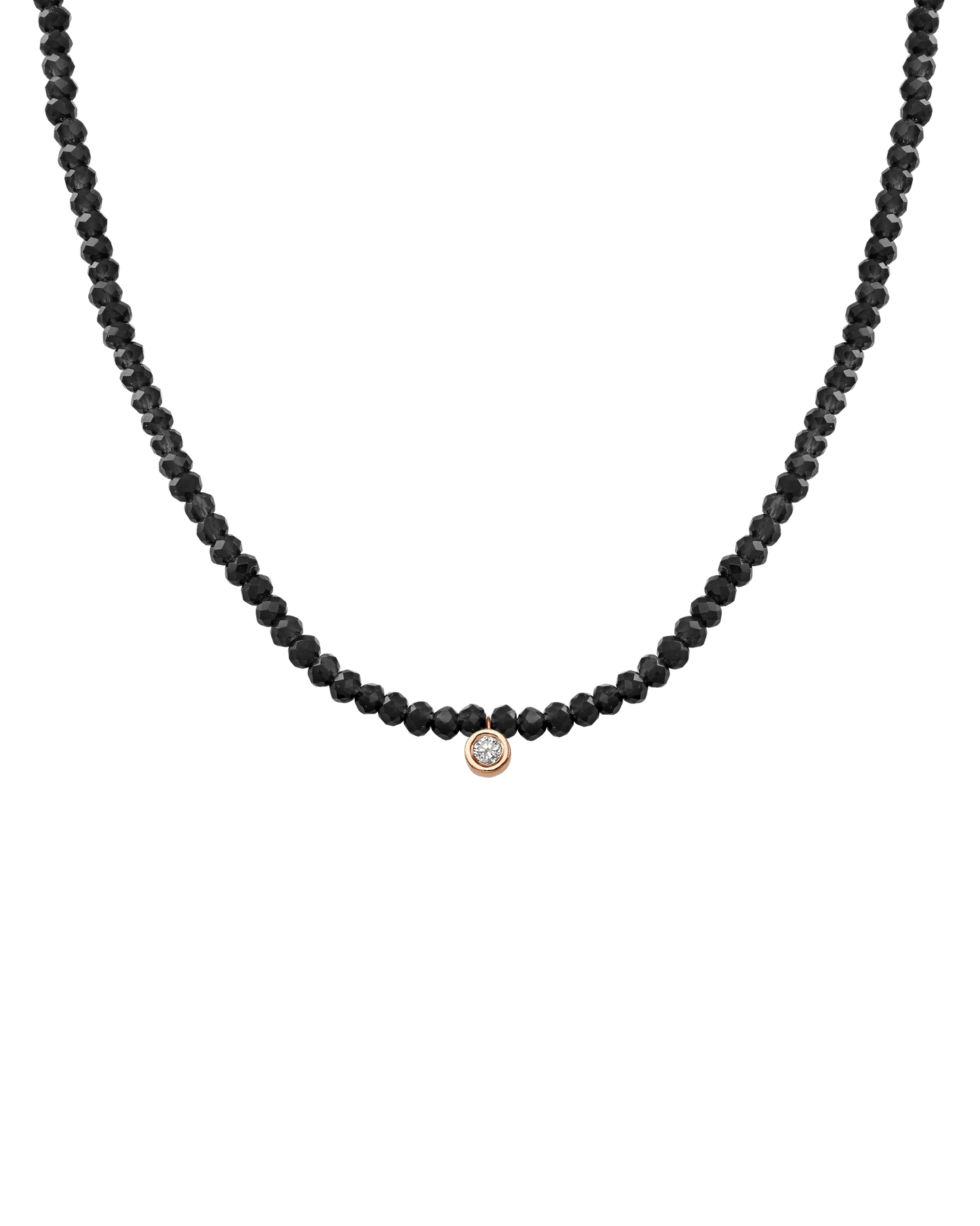 Apatite Gemstone & Diamond Necklace - 14K Rose Gold Necklaces 14K Solid Gold Glass Beads Black Spinnel Medium: 0.05ct 14"