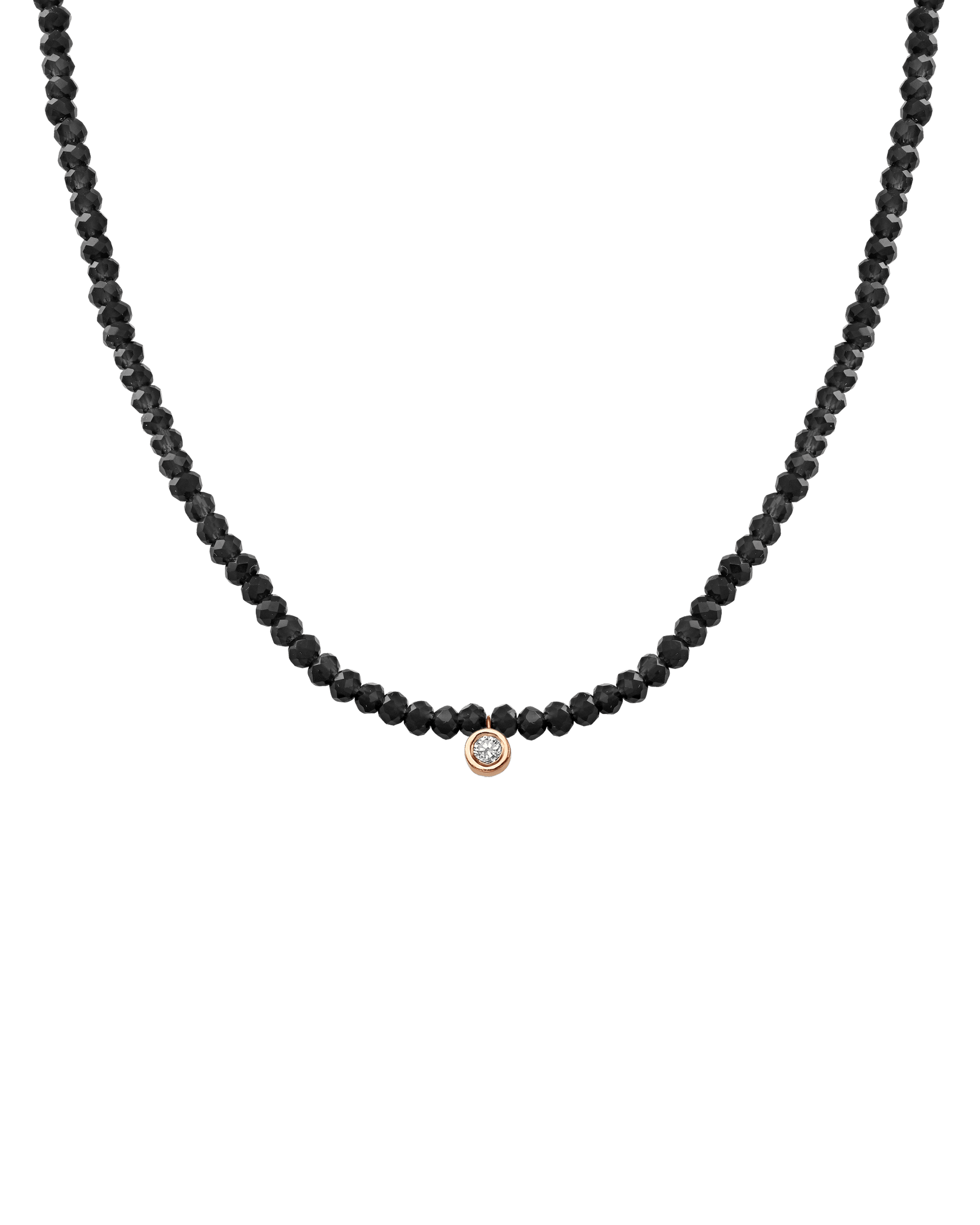 Apatite Gemstone & Diamond Necklace - 14K Rose Gold Necklaces 14K Solid Gold Glass Beads Black Spinnel Medium: 0.05ct 14"