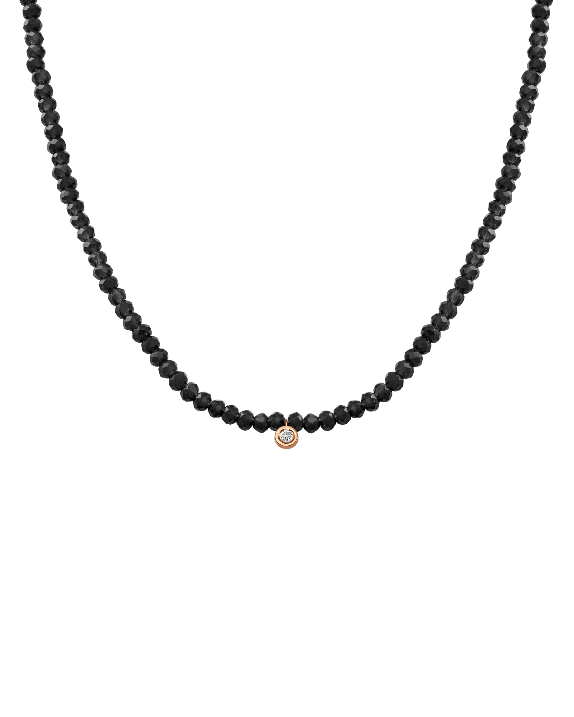 Apatite Gemstone & Diamond Necklace - 14K Rose Gold Necklaces 14K Solid Gold Glass Beads Black Spinnel Small: 0.03ct 14"