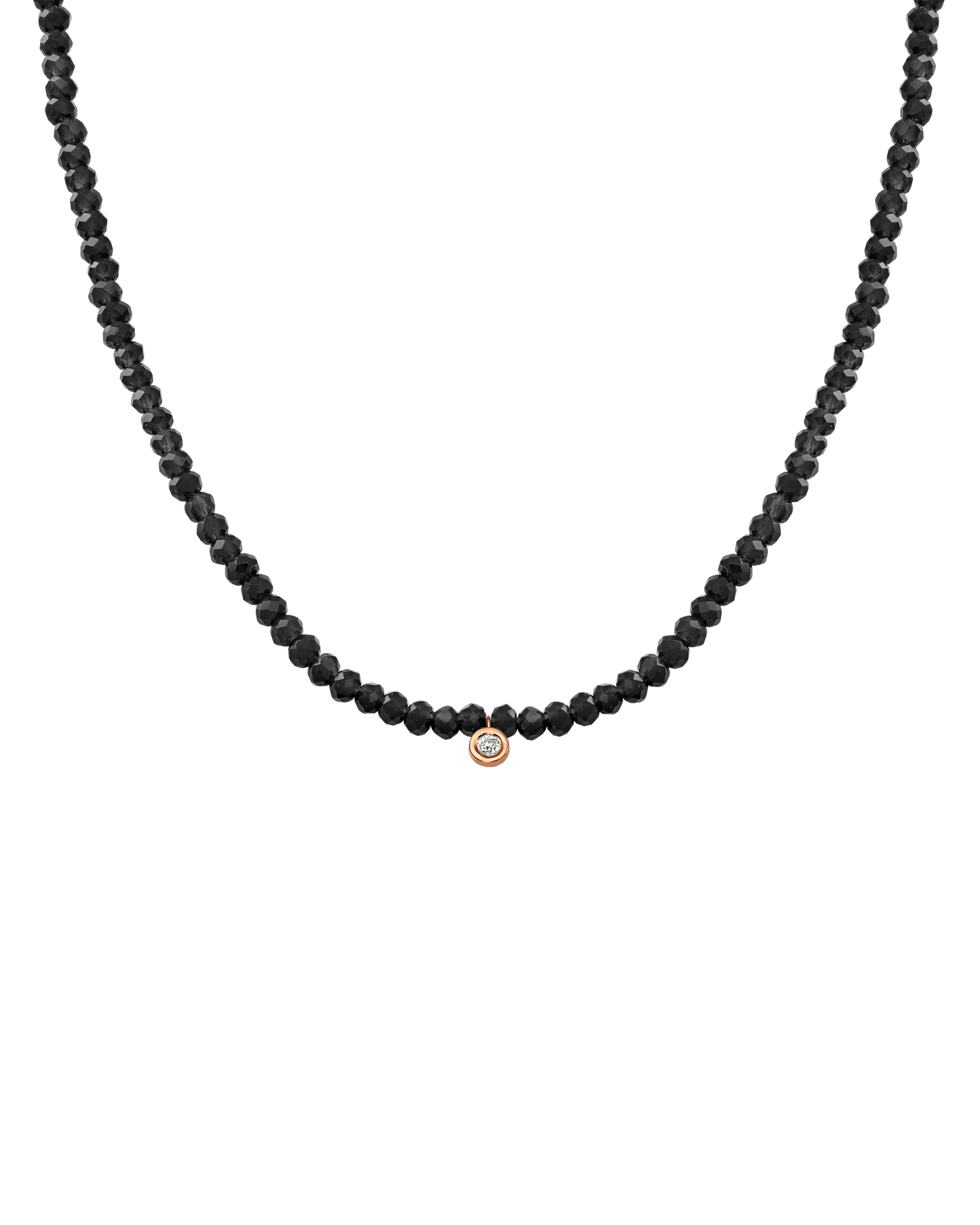 Apatite Gemstone & Diamond Necklace - 14K Rose Gold Necklaces 14K Solid Gold Glass Beads Black Spinnel Small: 0.03ct 14"