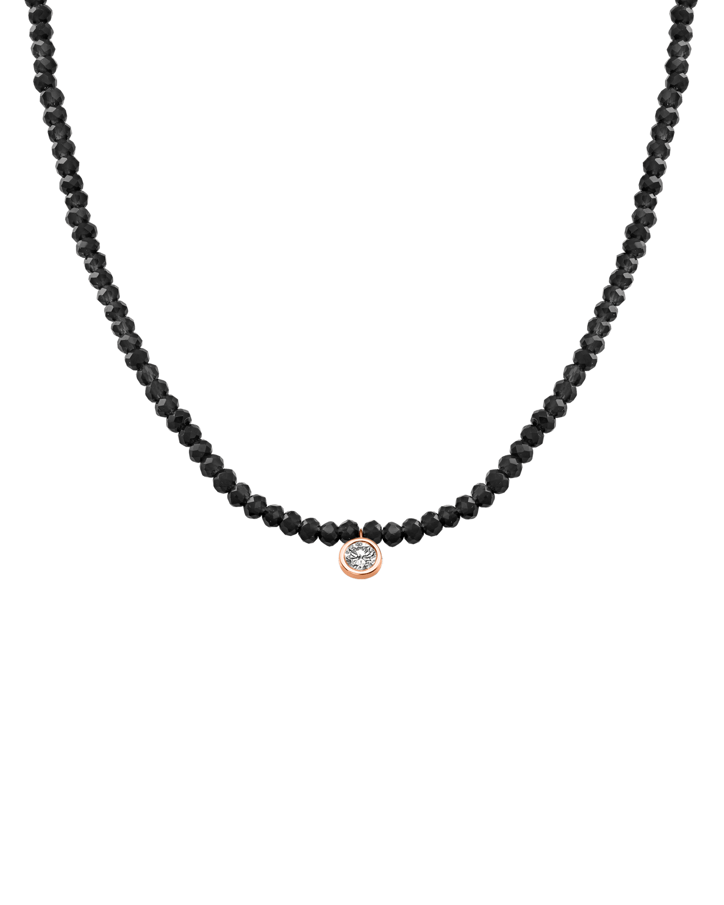 Apatite Gemstone & Diamond Necklace - 14K Rose Gold Necklaces 14K Solid Gold Glass Beads Black Spinnel Extra Large: 0.20ct 14"