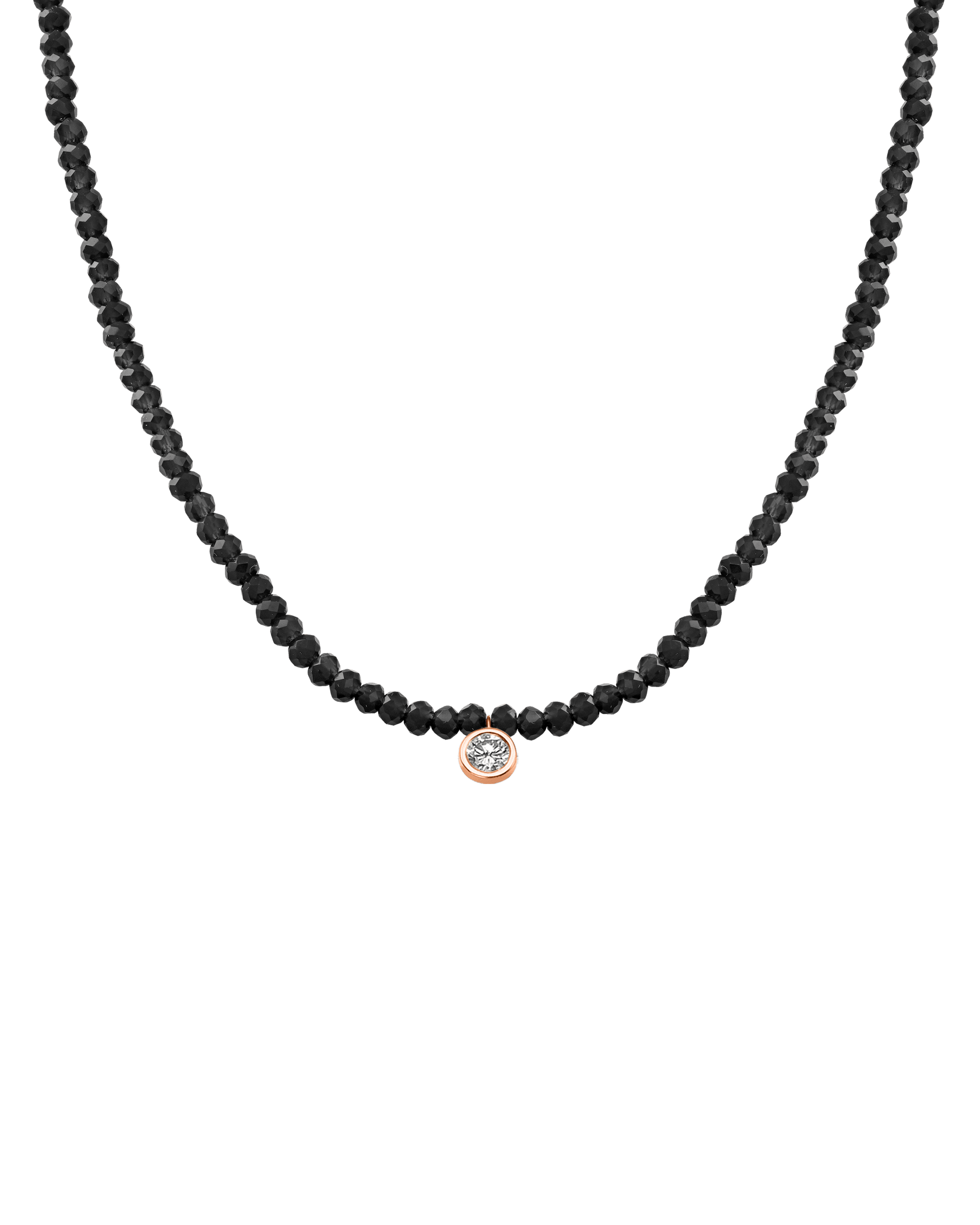 Apatite Gemstone & Diamond Necklace - 14K Rose Gold Necklaces 14K Solid Gold Glass Beads Black Spinnel Extra Large: 0.20ct 14"