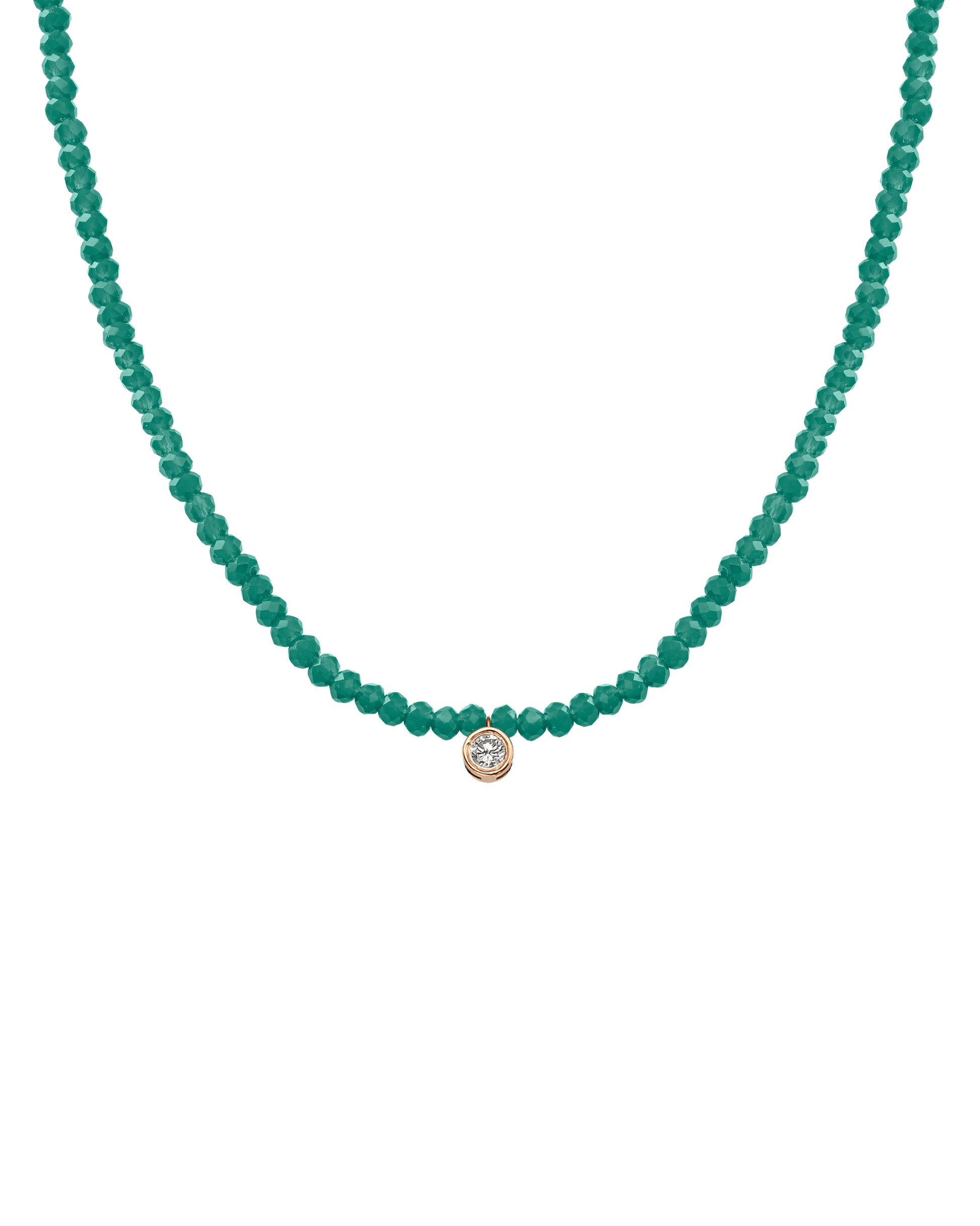 Apatite Gemstone & Diamond Necklace - 14K Rose Gold Necklaces 14K Solid Gold Natural Emerald Large: 0.10ct 14"