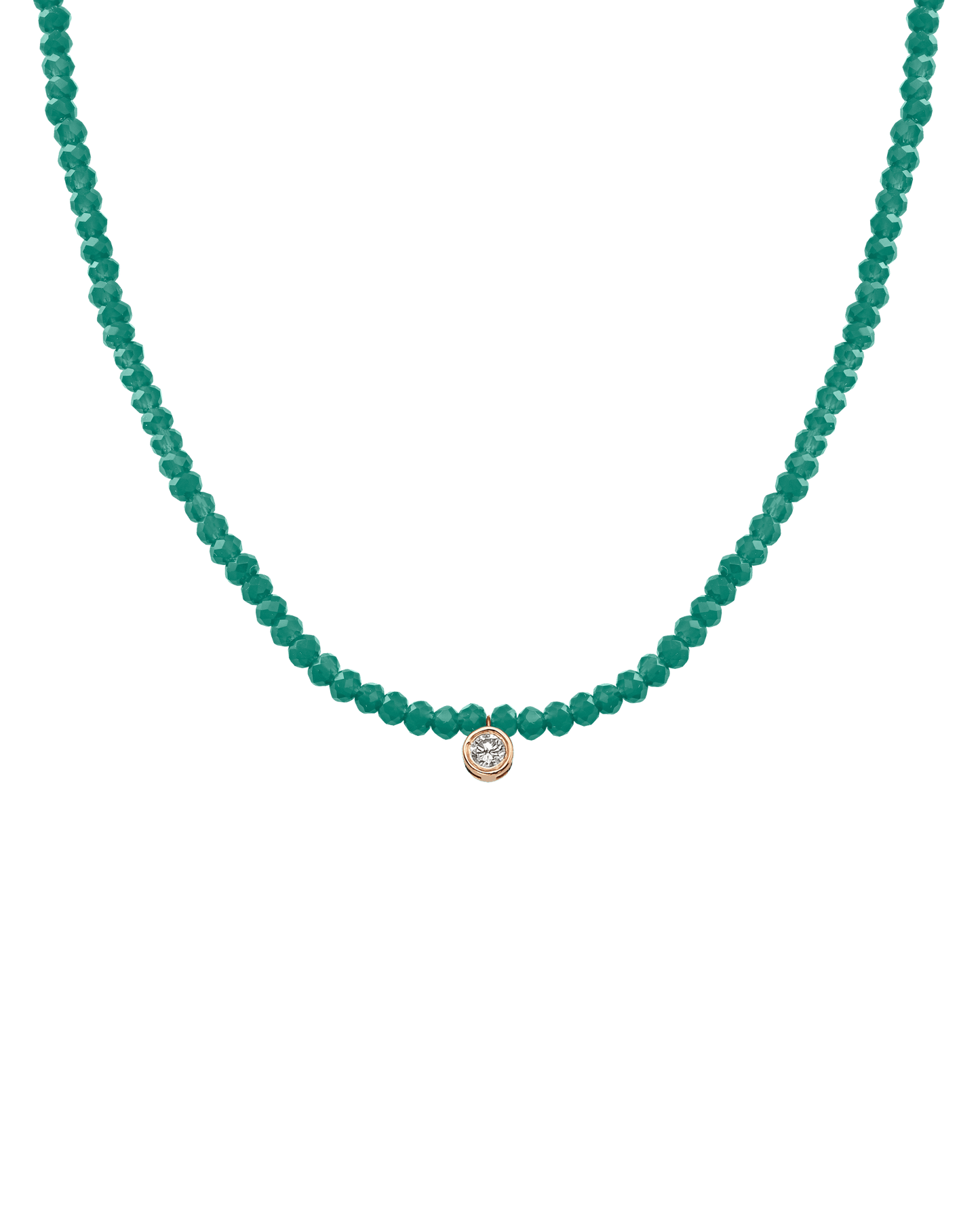 Apatite Gemstone & Diamond Necklace - 14K Rose Gold Necklaces 14K Solid Gold Natural Emerald Large: 0.10ct 14"