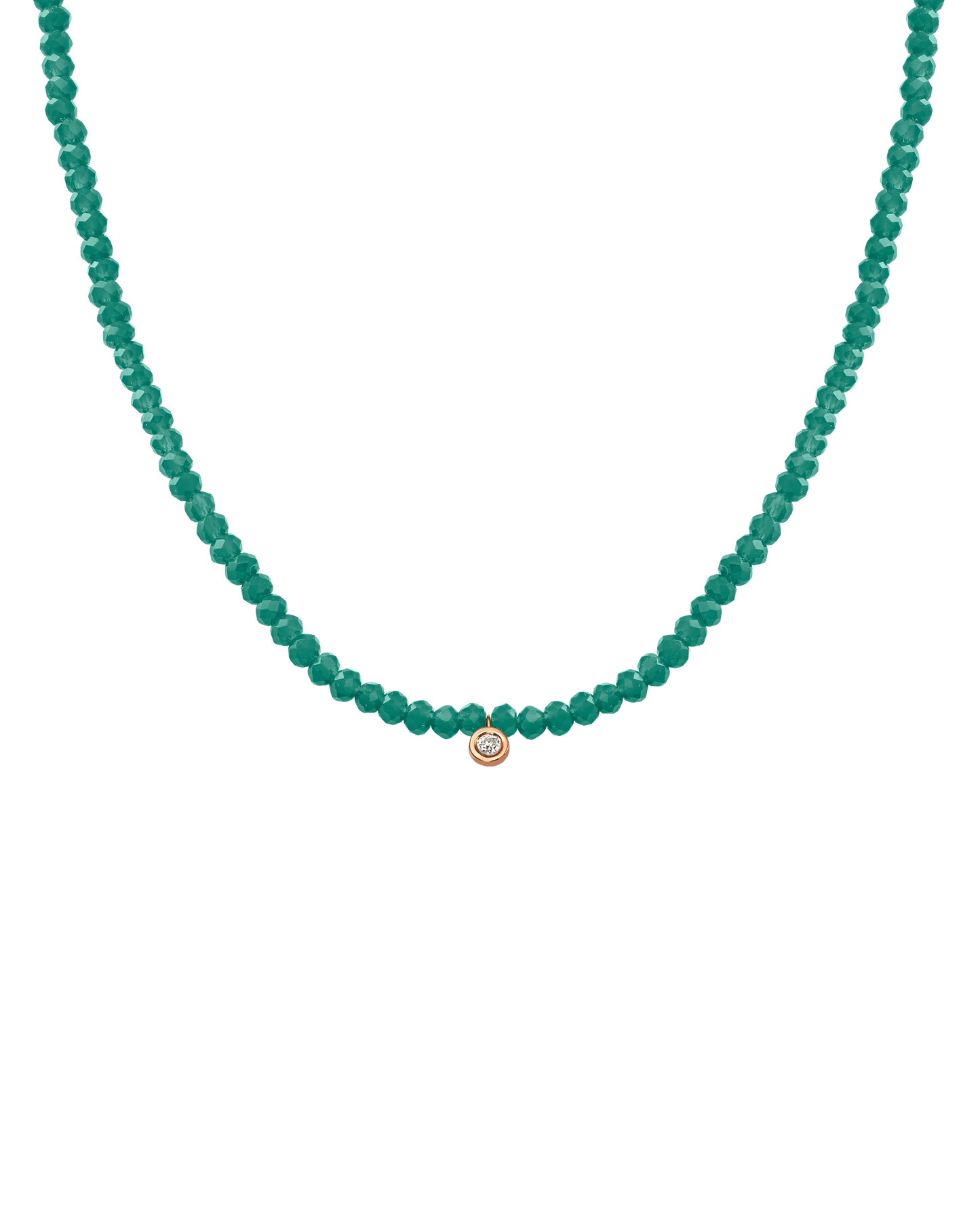 Apatite Gemstone & Diamond Necklace - 14K Rose Gold Necklaces 14K Solid Gold Natural Emerald Small: 0.03ct 14"