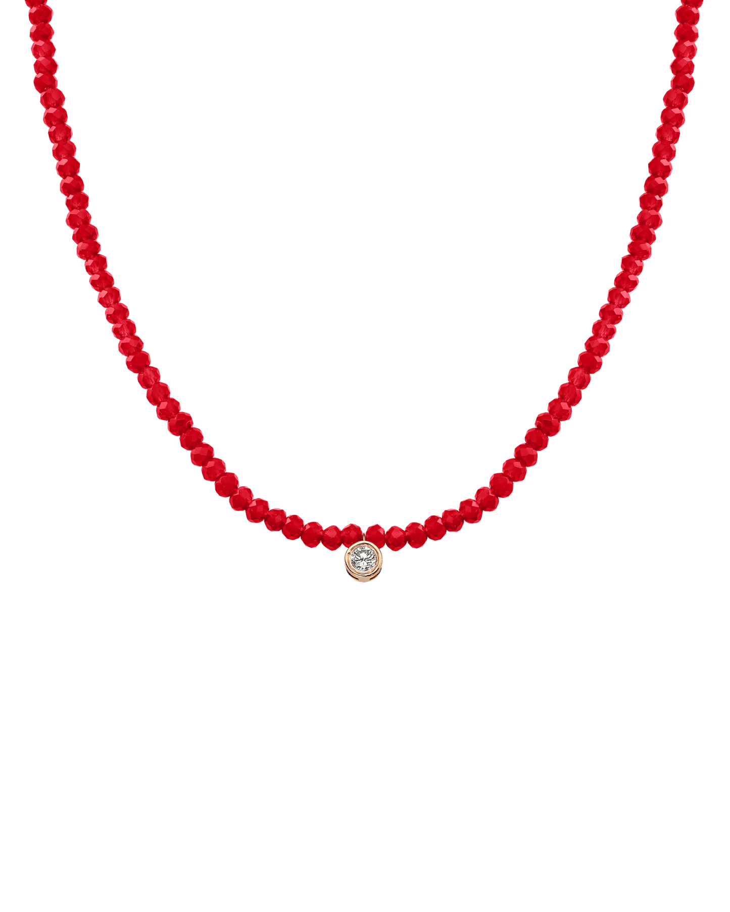 Apatite Gemstone & Diamond Necklace - 14K Rose Gold Necklaces 14K Solid Gold Natural Red Jade Large: 0.10ct 14"