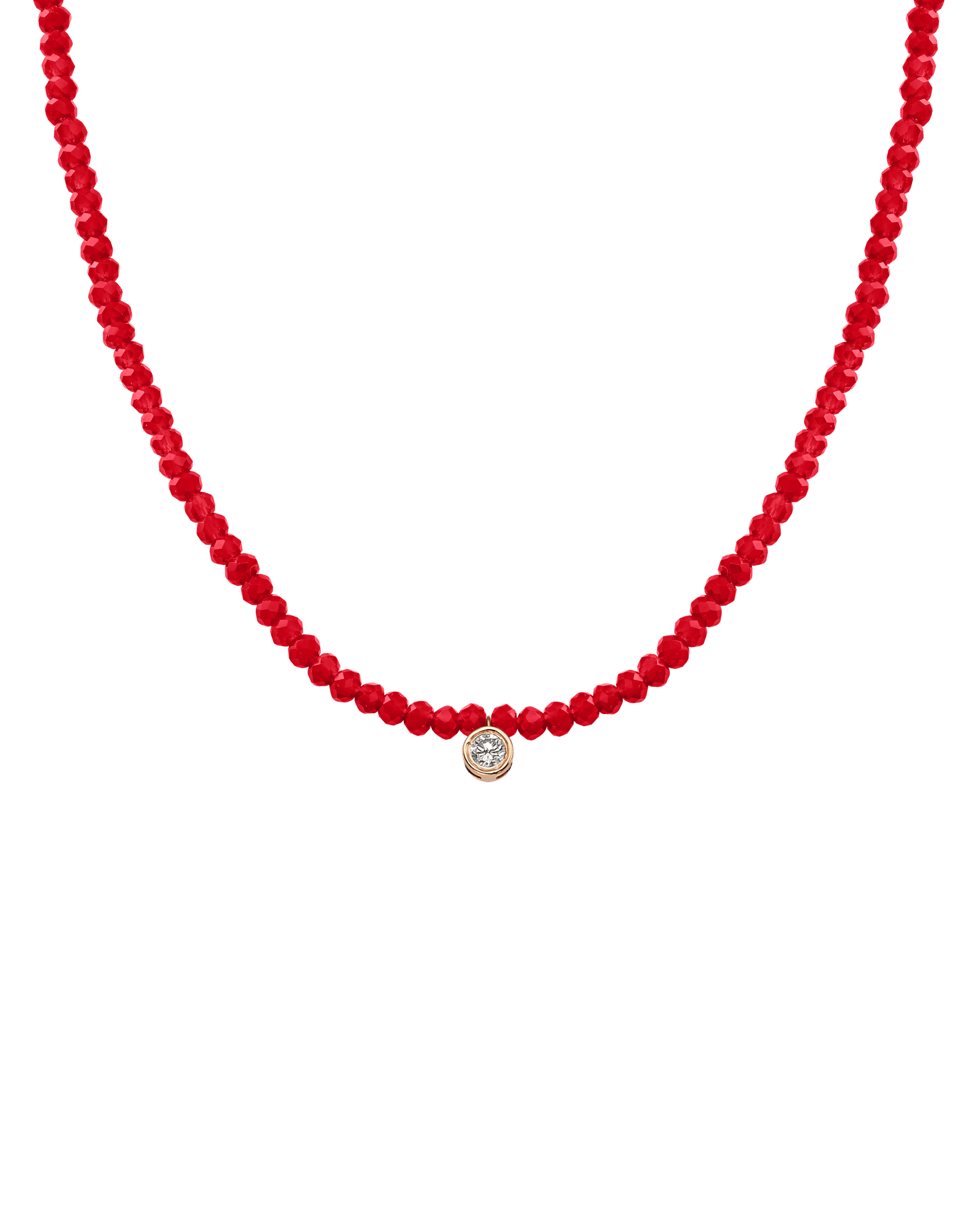 Apatite Gemstone & Diamond Necklace - 14K Rose Gold Necklaces 14K Solid Gold Natural Red Jade Large: 0.10ct 14"
