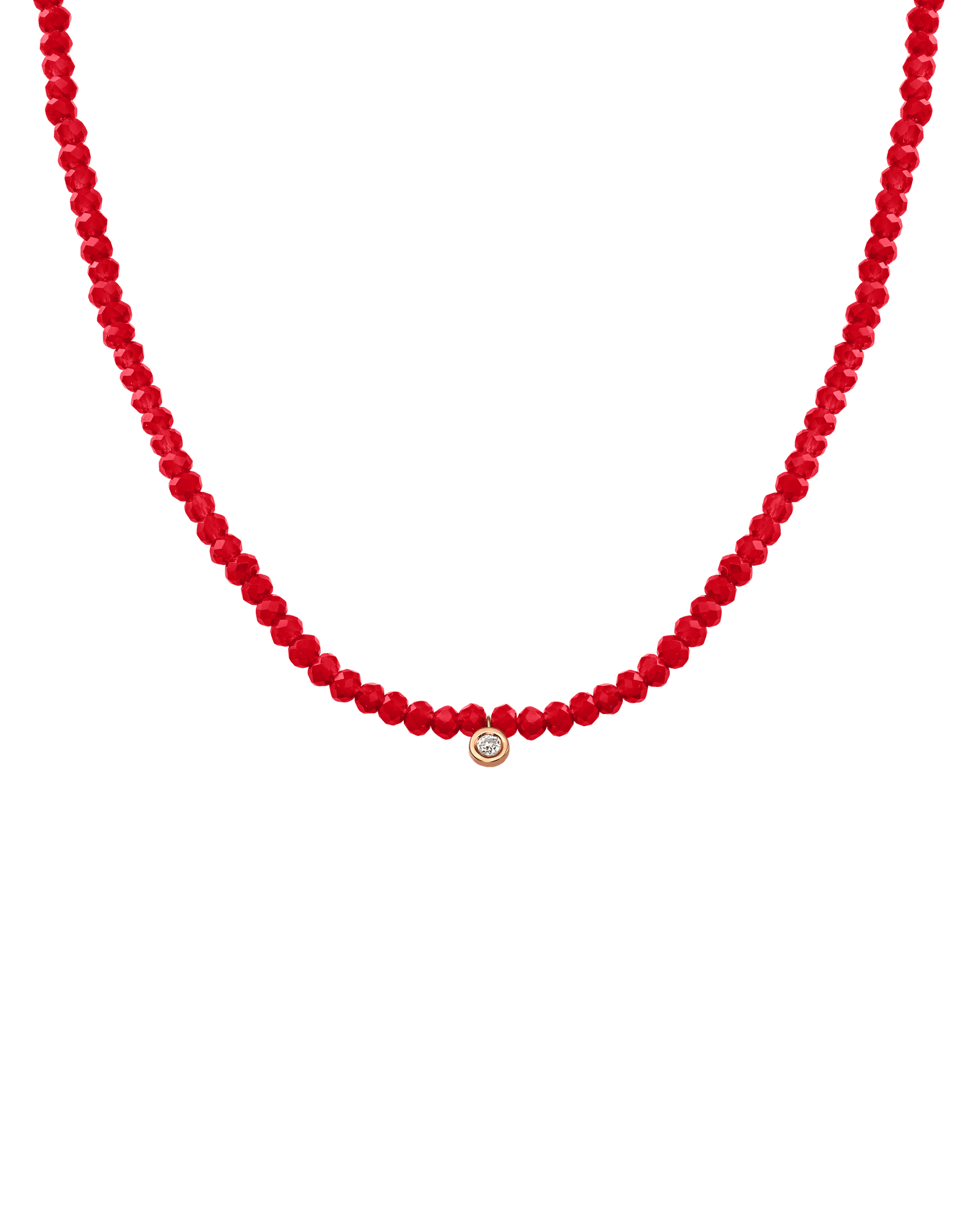 Apatite Gemstone & Diamond Necklace - 14K Rose Gold Necklaces 14K Solid Gold Natural Red Jade Small: 0.03ct 14"