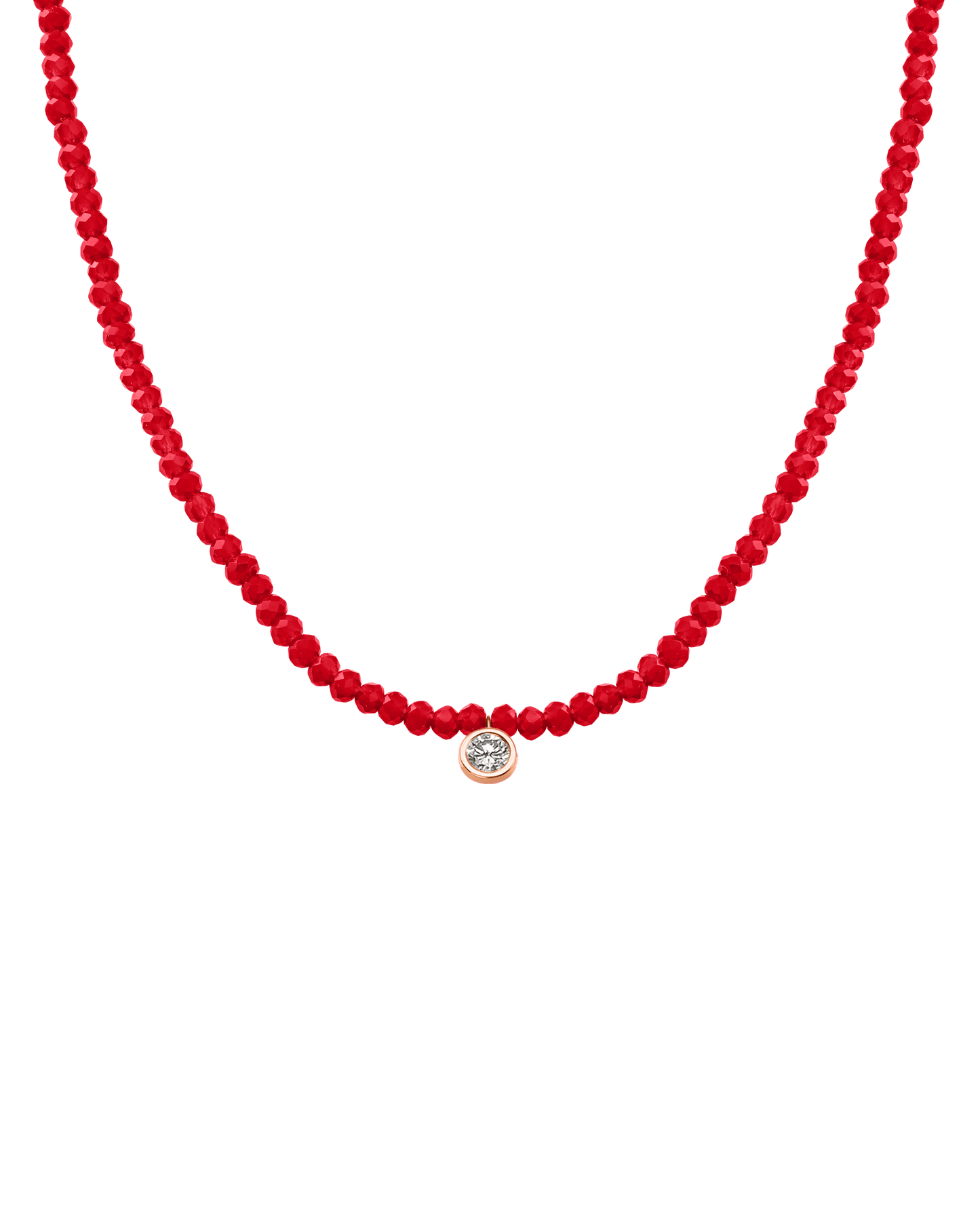 Apatite Gemstone & Diamond Necklace - 14K Rose Gold Necklaces 14K Solid Gold Natural Red Jade Extra Large: 0.20ct 14"