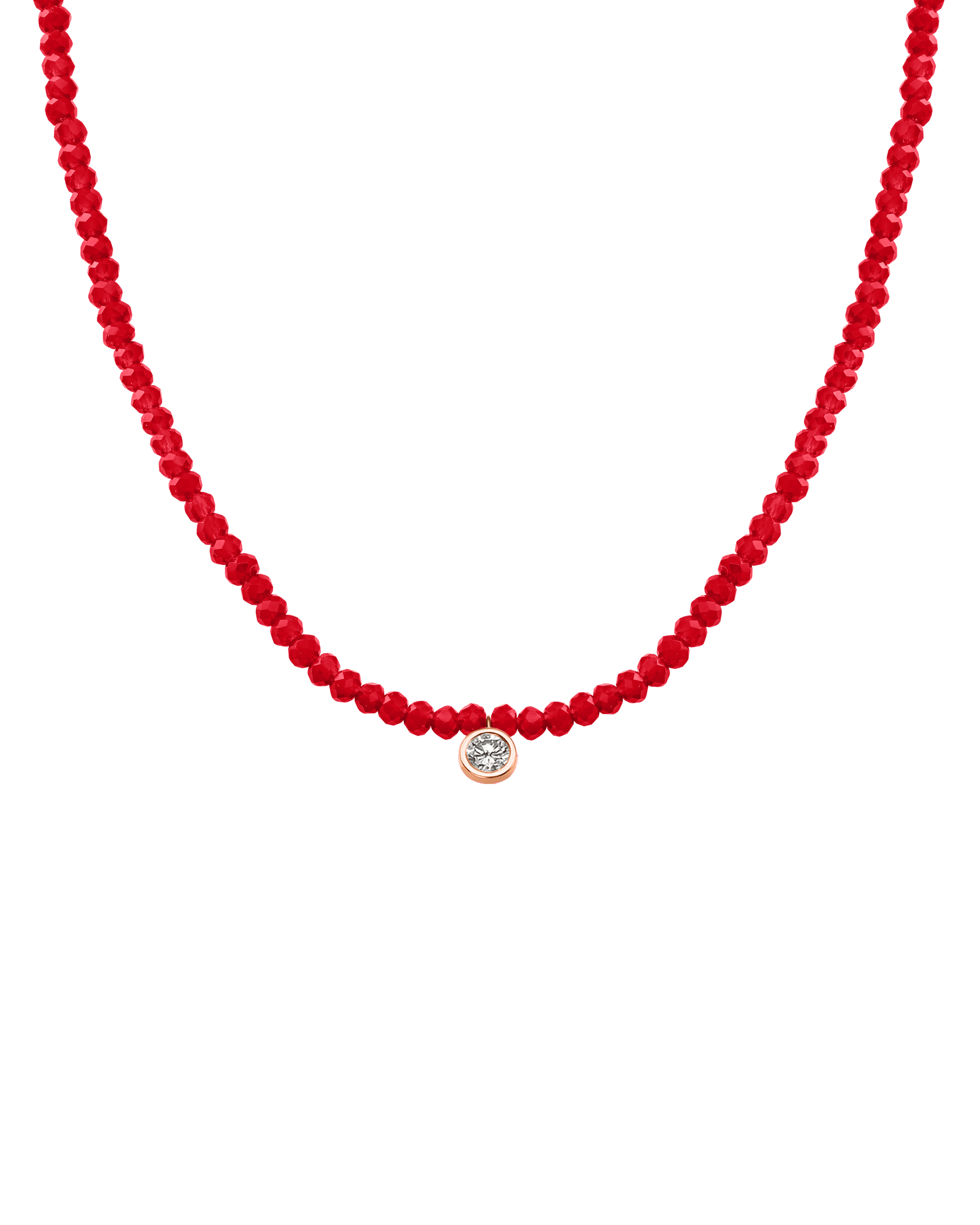 Apatite Gemstone & Diamond Necklace - 14K Rose Gold Necklaces 14K Solid Gold Natural Red Jade Extra Large: 0.20ct 14"