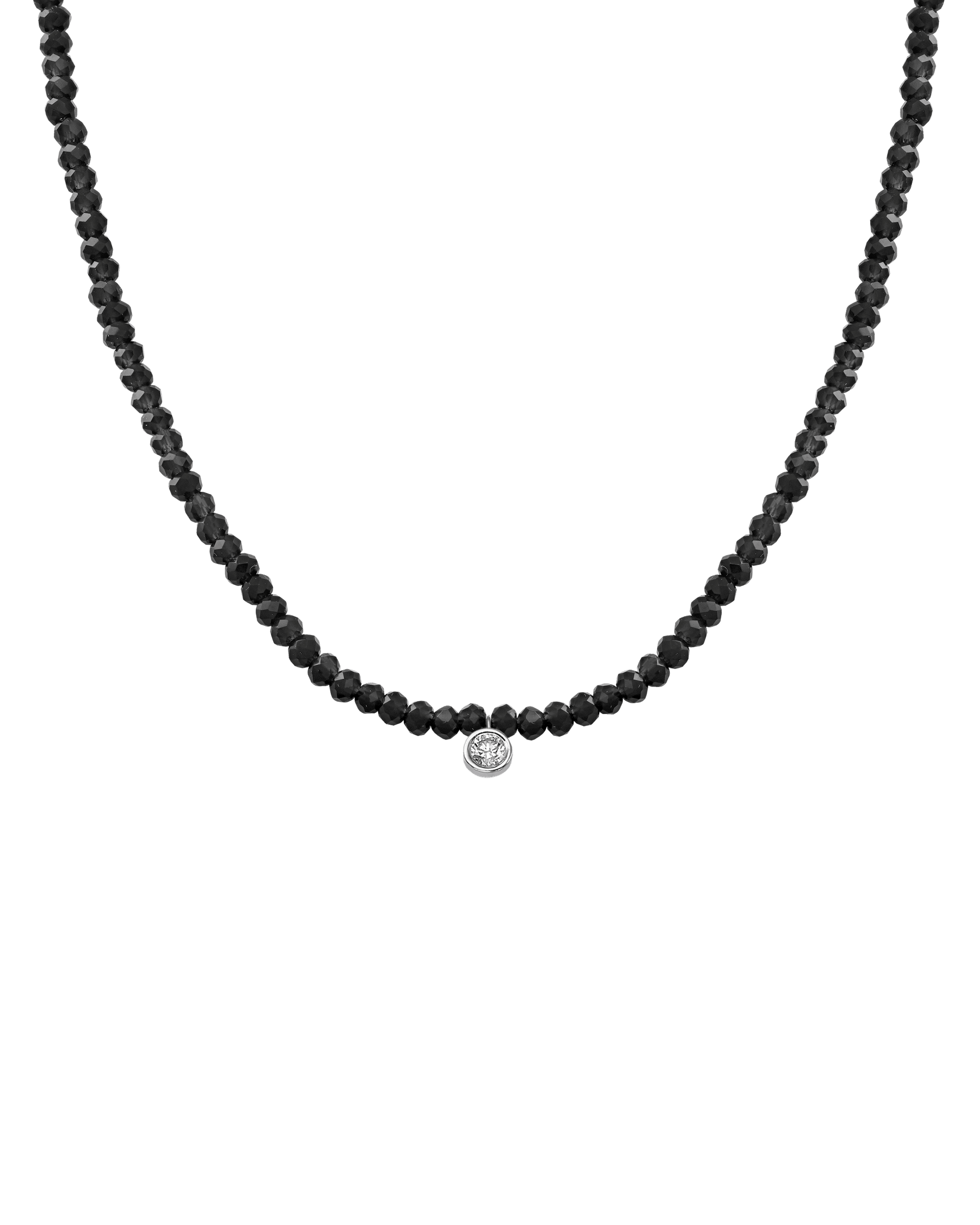 Apatite Gemstone & Diamond Necklace - 14K White Gold Necklaces 14K Solid Gold Glass Beads Black Spinnel Large: 0.10ct 14"
