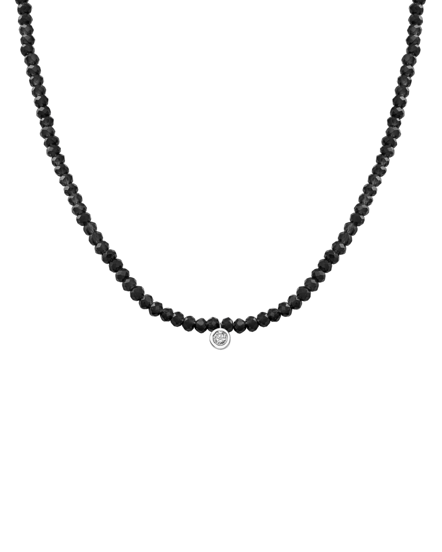 Apatite Gemstone & Diamond Necklace - 14K White Gold Necklaces 14K Solid Gold Glass Beads Black Spinnel Medium: 0.05ct 14"