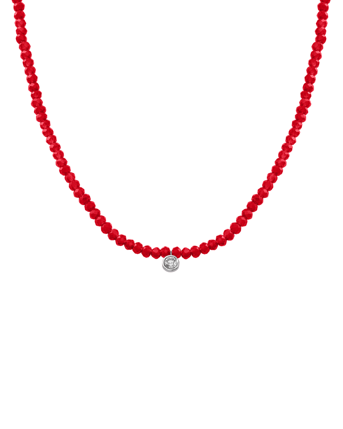 Apatite Gemstone & Diamond Necklace - 14K White Gold Necklaces 14K Solid Gold Natural Red Jade Large: 0.10ct 14"