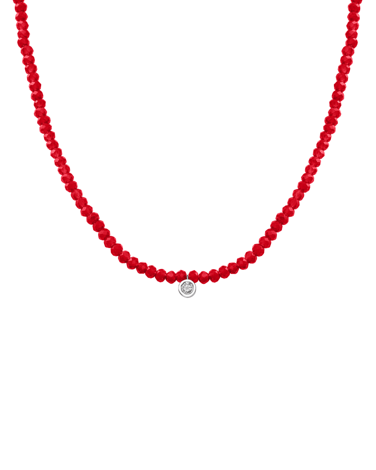 Apatite Gemstone & Diamond Necklace - 14K White Gold Necklaces 14K Solid Gold Natural Red Jade Medium: 0.05ct 14"