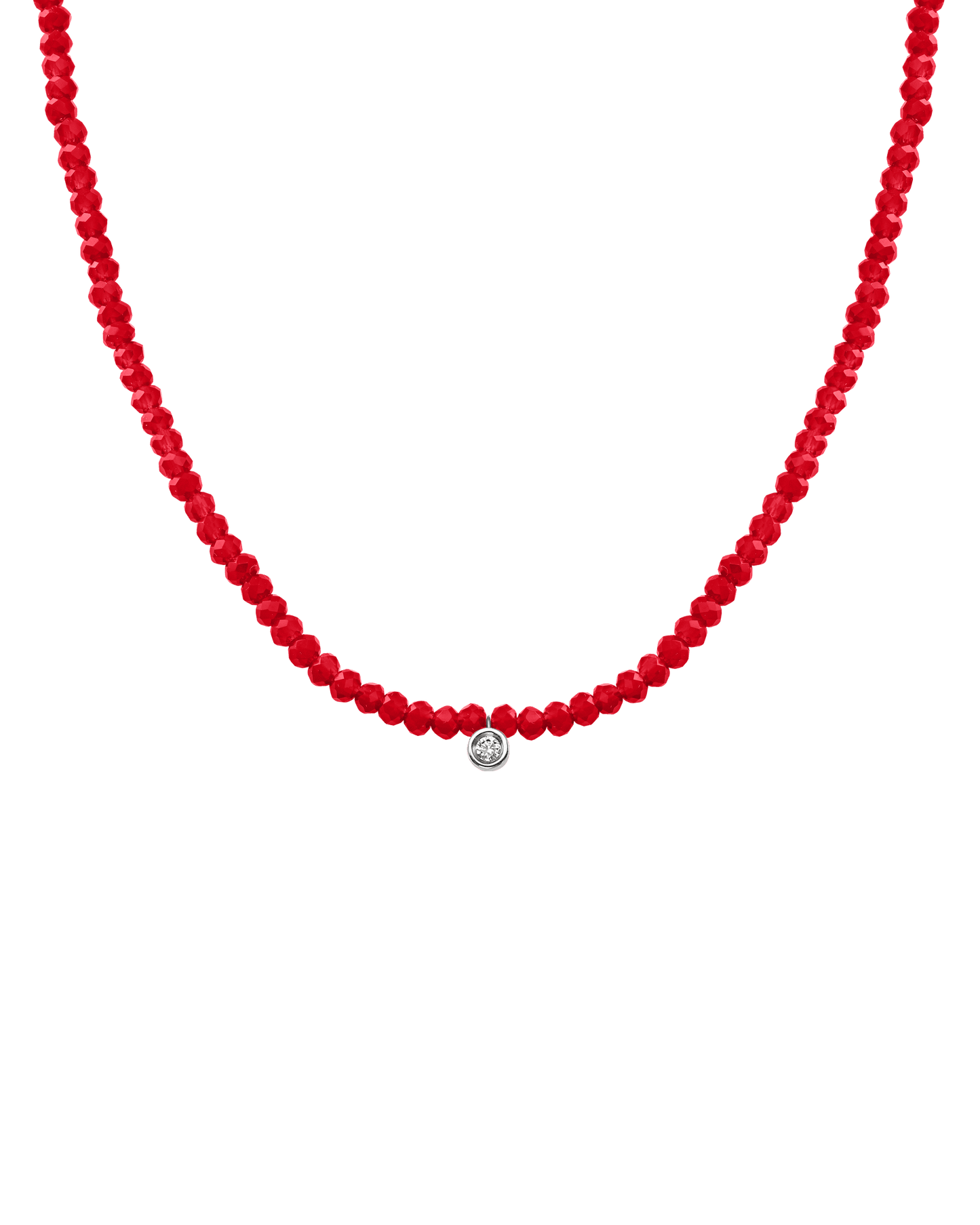 Apatite Gemstone & Diamond Necklace - 14K White Gold Necklaces 14K Solid Gold Natural Red Jade Small: 0.03ct 14"