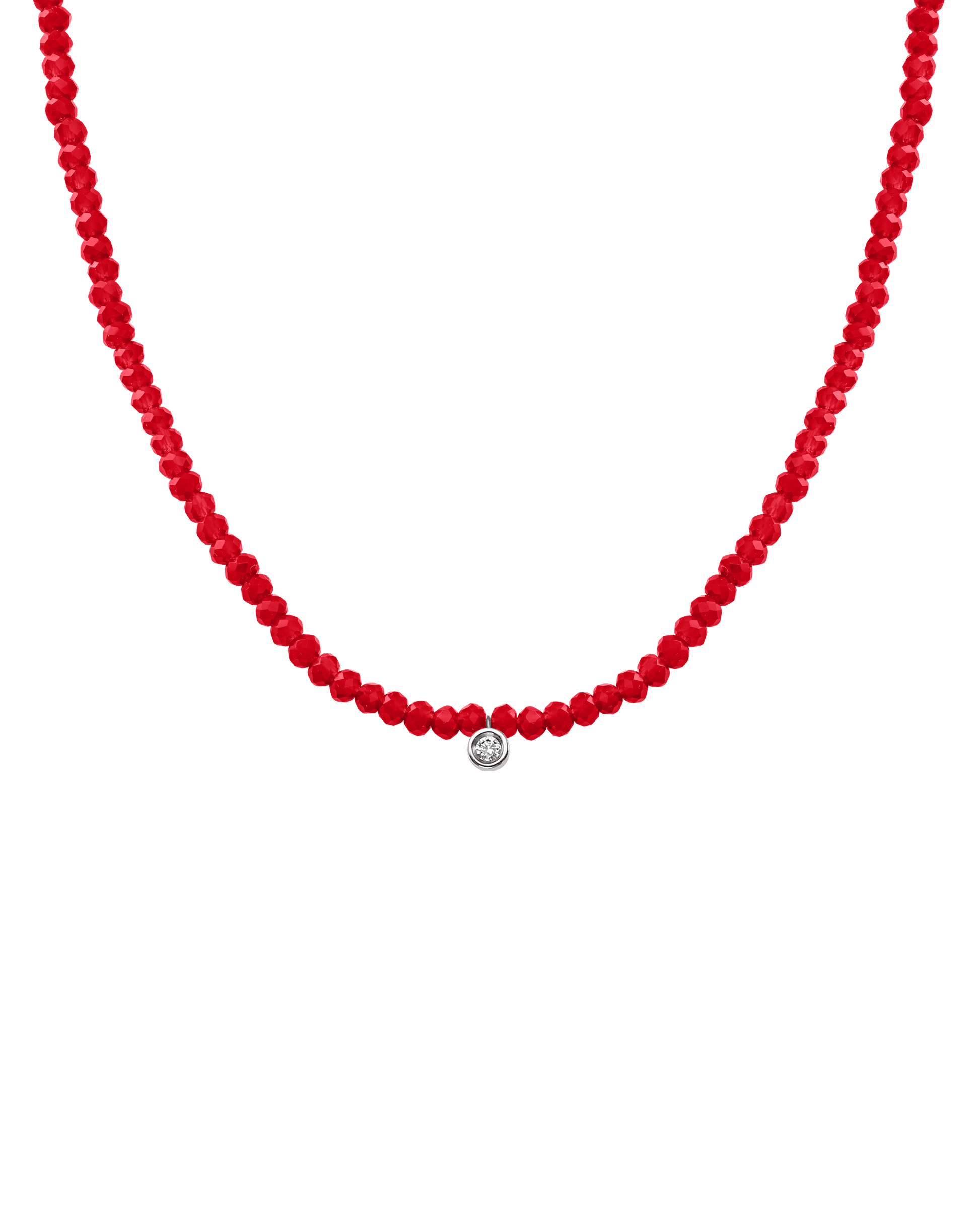 Apatite Gemstone & Diamond Necklace - 14K White Gold Necklaces 14K Solid Gold Natural Red Jade Small: 0.03ct 14"