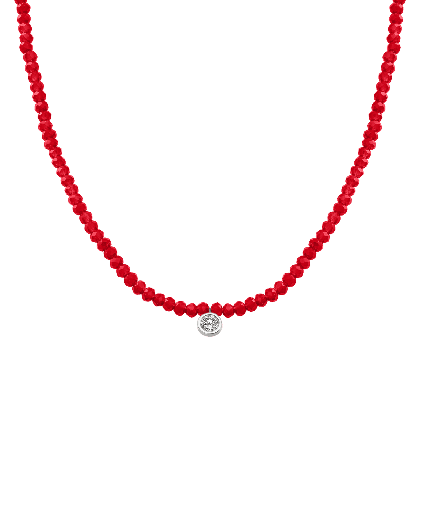 Apatite Gemstone & Diamond Necklace - 14K White Gold Necklaces 14K Solid Gold Natural Red Jade Extra Large: 0.20ct 14"