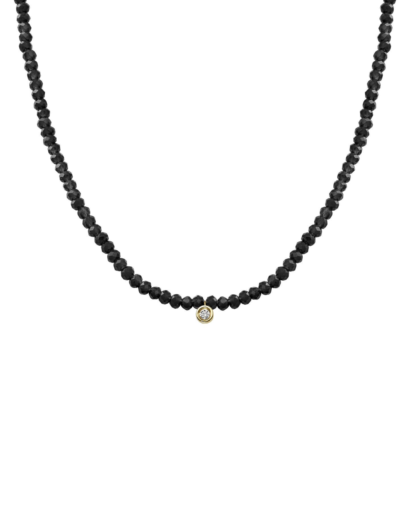 Apatite Gemstone & Diamond Necklace - 14K Yellow Gold Necklaces 14K Solid Gold Glass Beads Black Spinnel Small: 0.03ct 14"