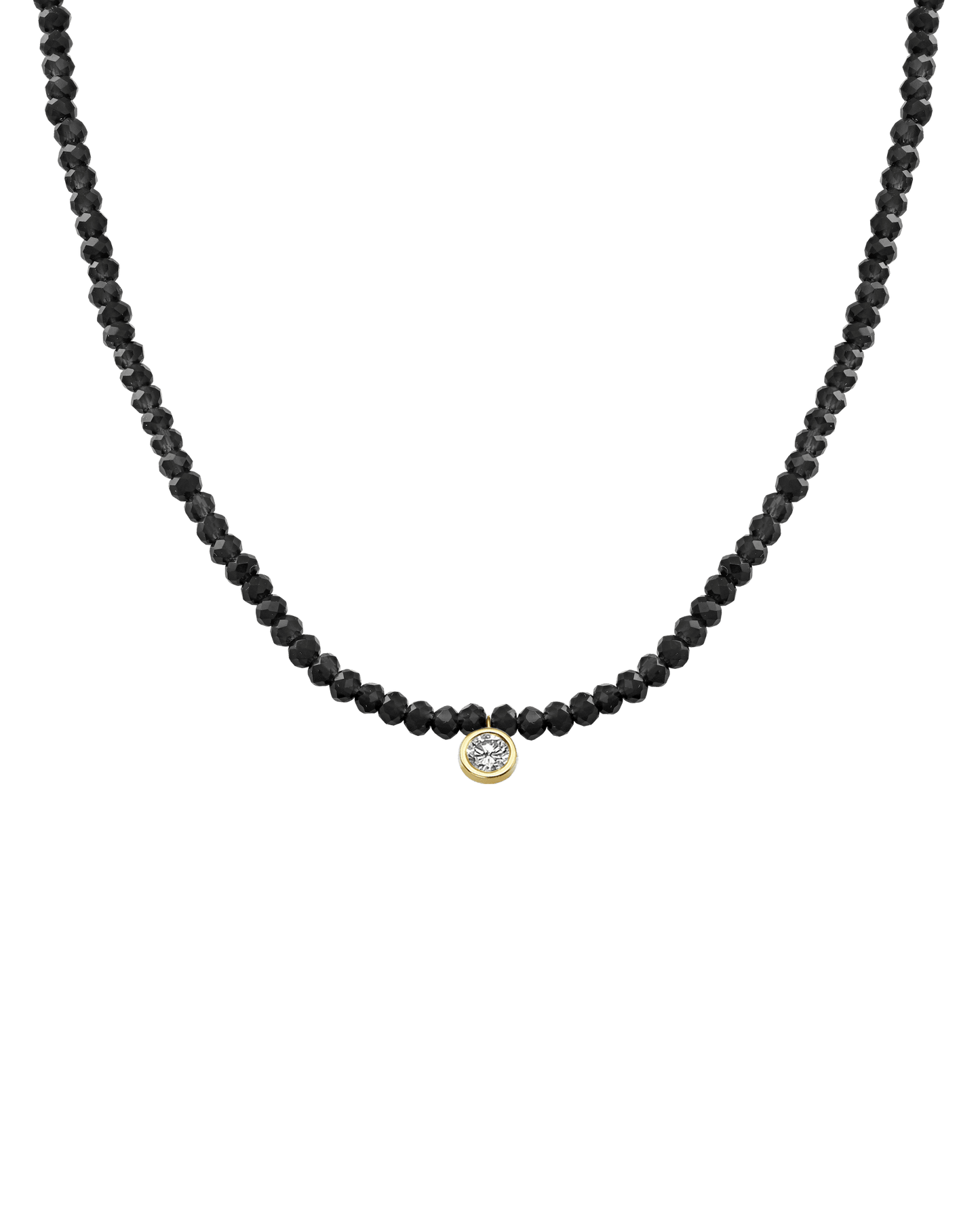 Apatite Gemstone & Diamond Necklace - 14K Yellow Gold Necklaces 14K Solid Gold Glass Beads Black Spinnel Extra Large: 0.20ct 14"