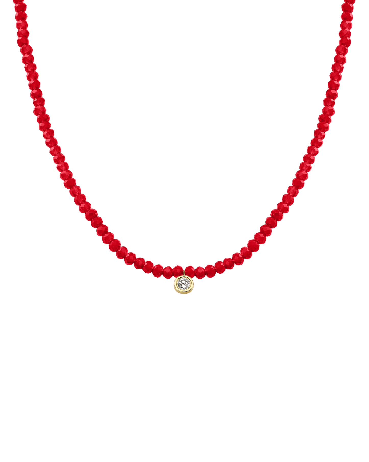 Apatite Gemstone & Diamond Necklace - 14K Yellow Gold Necklaces 14K Solid Gold Natural Red Jade Large: 0.10ct 14"