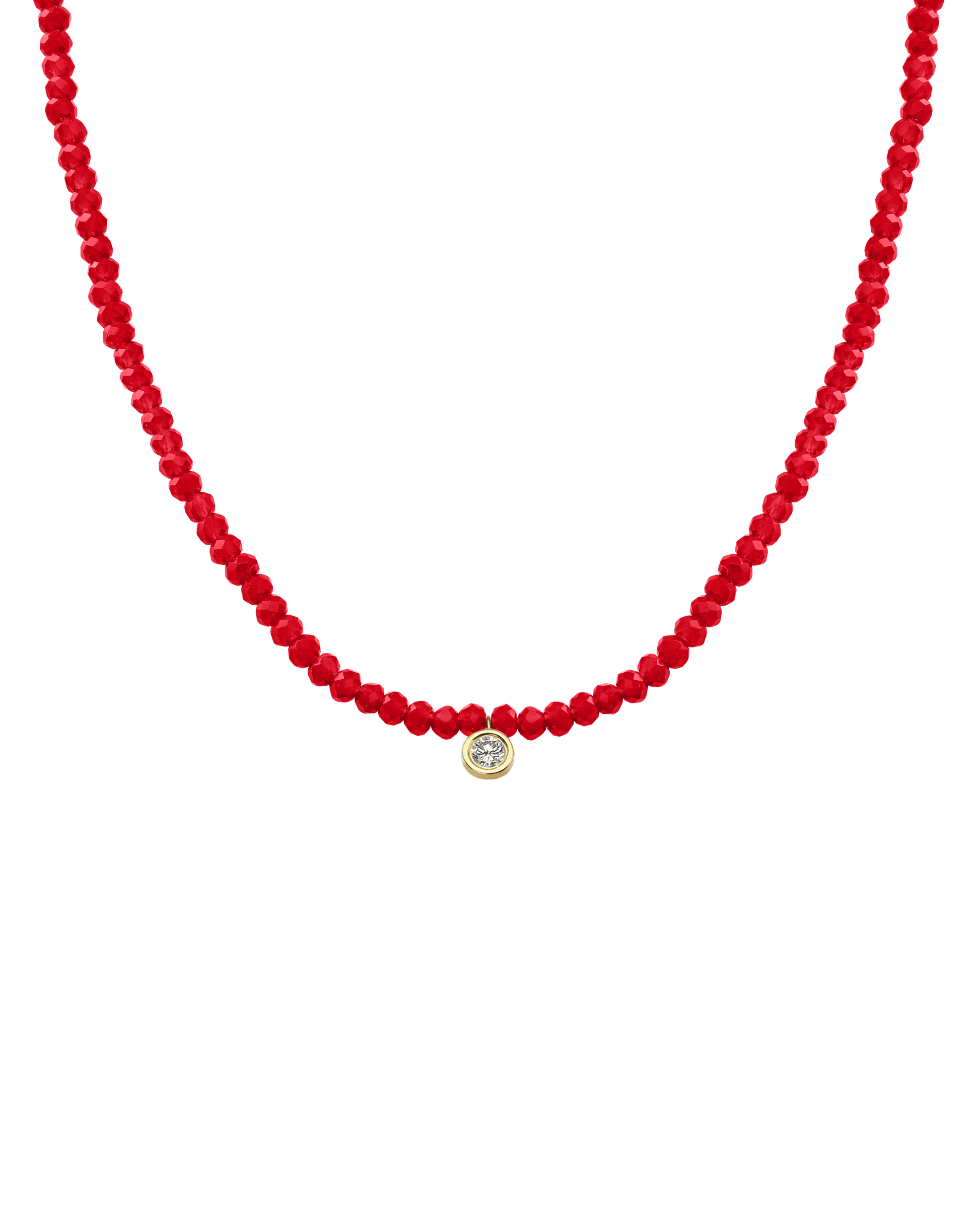 Apatite Gemstone & Diamond Necklace - 14K Yellow Gold Necklaces 14K Solid Gold Natural Red Jade Large: 0.10ct 14"