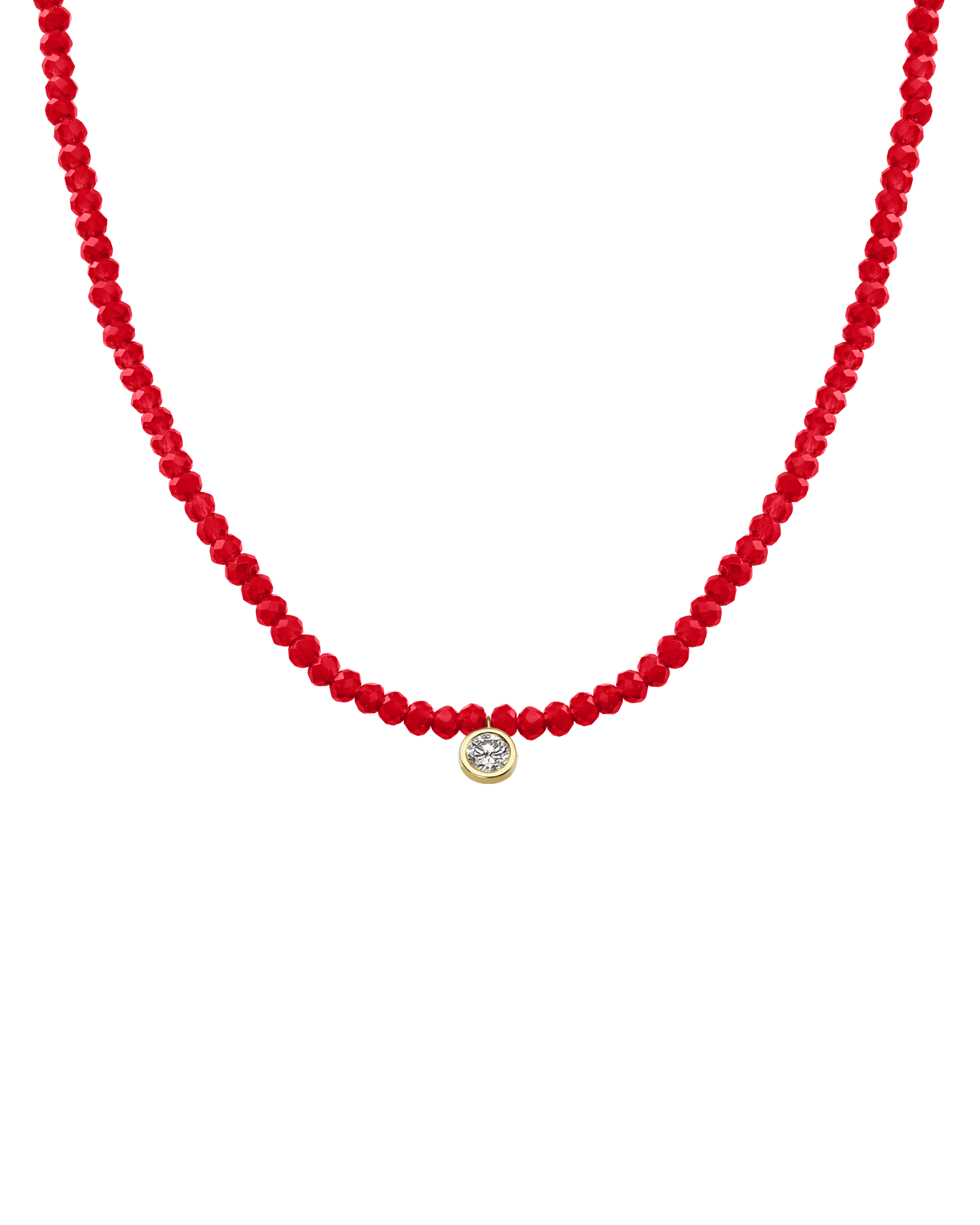 Apatite Gemstone & Diamond Necklace - 14K Yellow Gold Necklaces 14K Solid Gold Natural Red Jade Extra Large: 0.20ct 14"