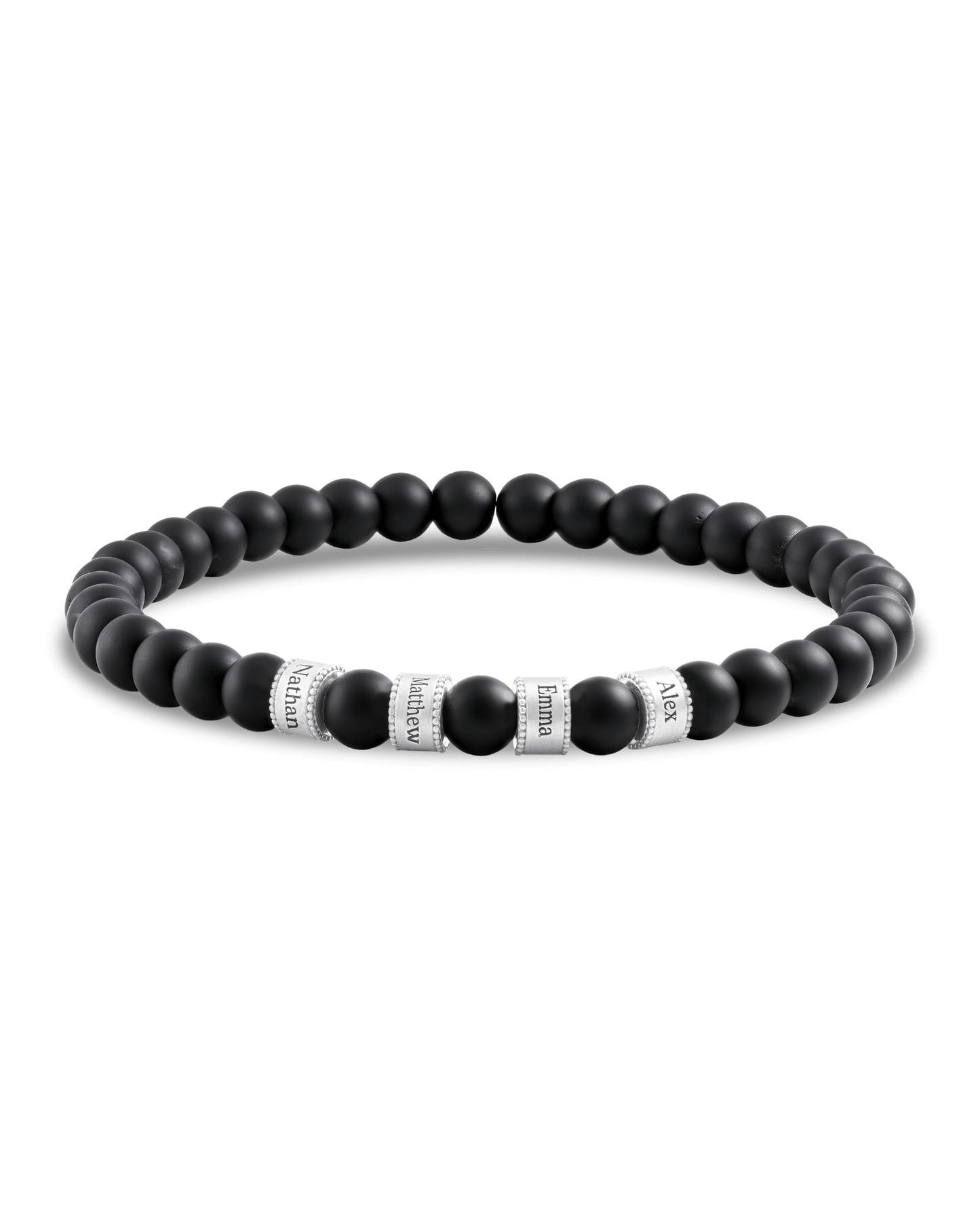 Dad's Legacy Beads Bracelet w/ Black Onyx Stones - 925 Sterling Silver Bracelets magal-dev Black Onyx Gemstone 1 Charm 7.5" M/L Wrist