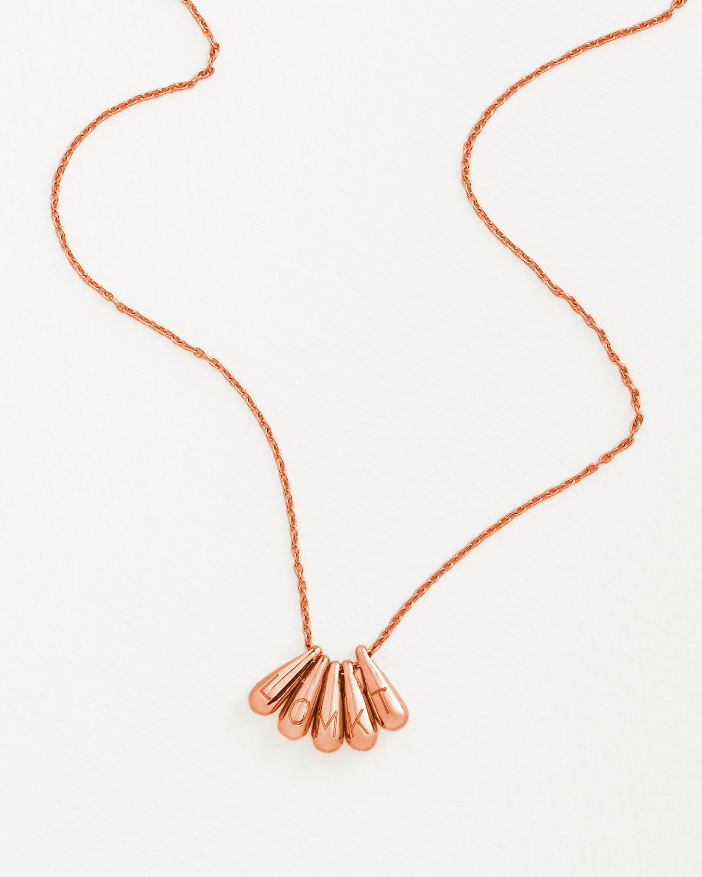 Collier Goutte Initiale - Or Rose Plaqué 18 carats Necklaces magal-dev 1 Pendentif 40cm