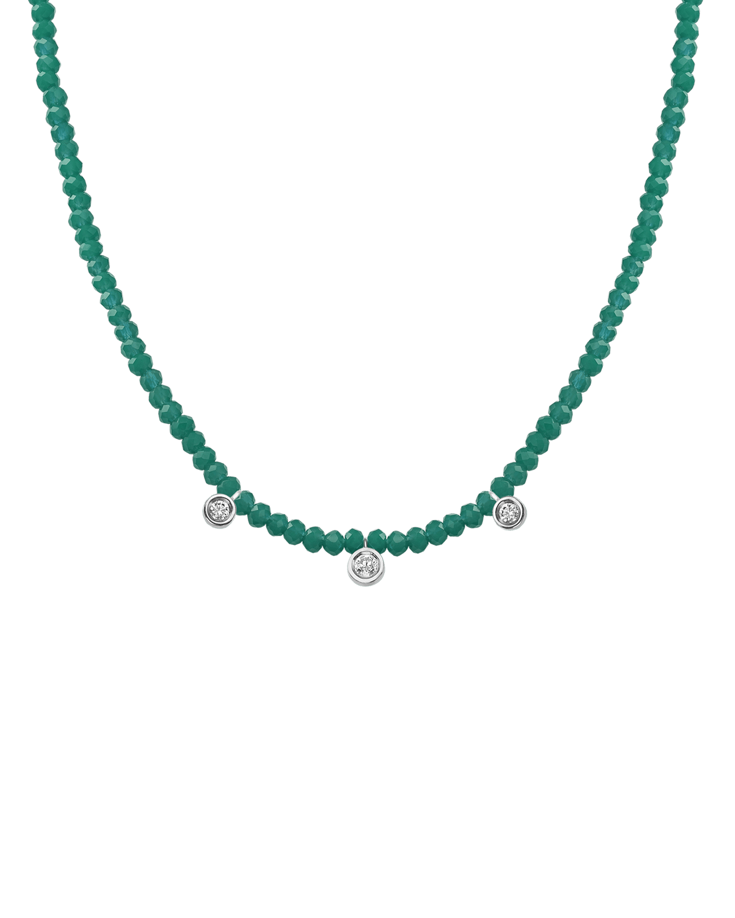 Apatite Gemstone & Three diamonds Necklace - 14K Yellow Gold Necklaces magal-dev