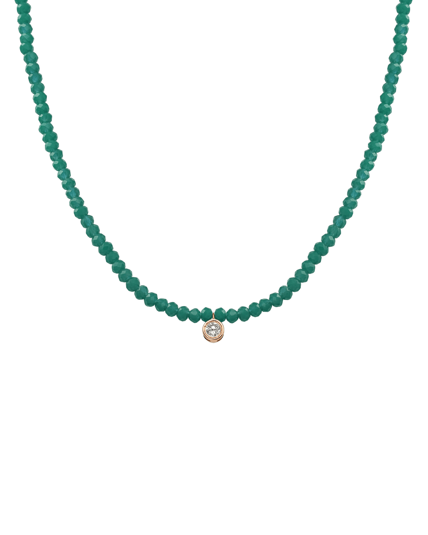 The Gemstone & Diamond Necklace - 14K Rose Gold Necklaces 14K Solid Gold Natural Emerald Large: 0.1ct 14"