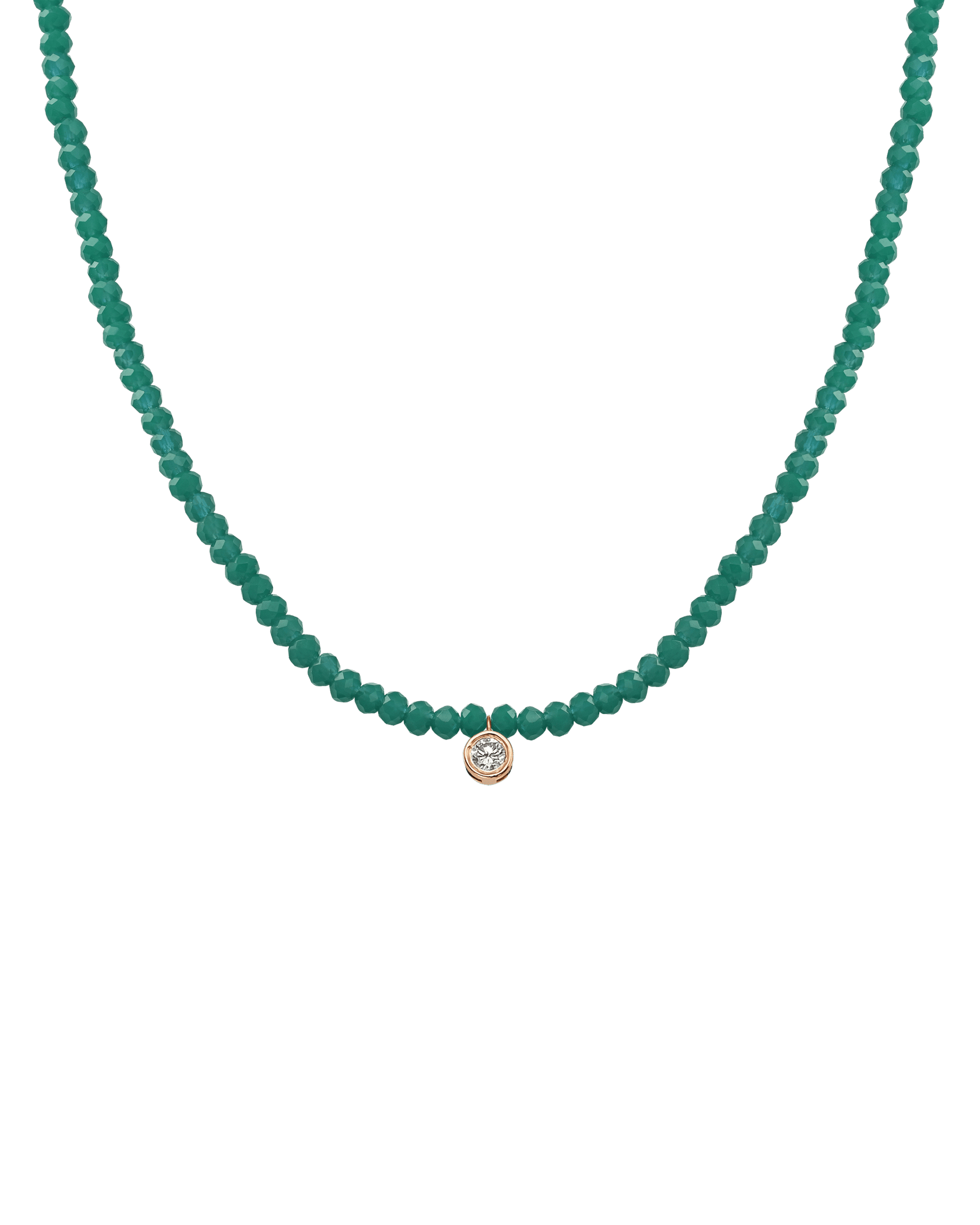 The Gemstone & Diamond Necklace - 14K Rose Gold Necklaces 14K Solid Gold Natural Emerald Large: 0.1ct 14"