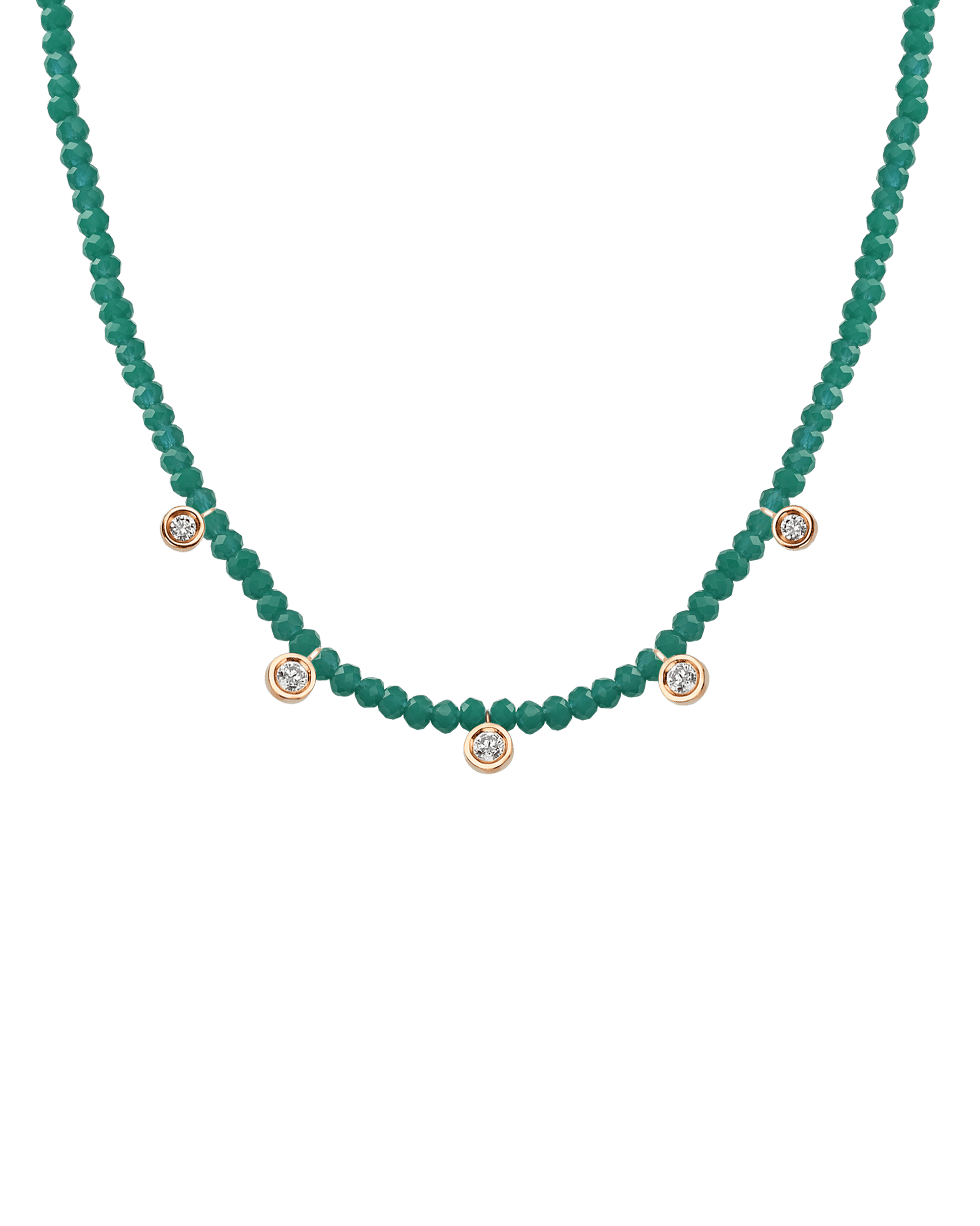 Apatite Gemstone & Five diamonds Necklace - 14K White Gold Necklaces magal-dev