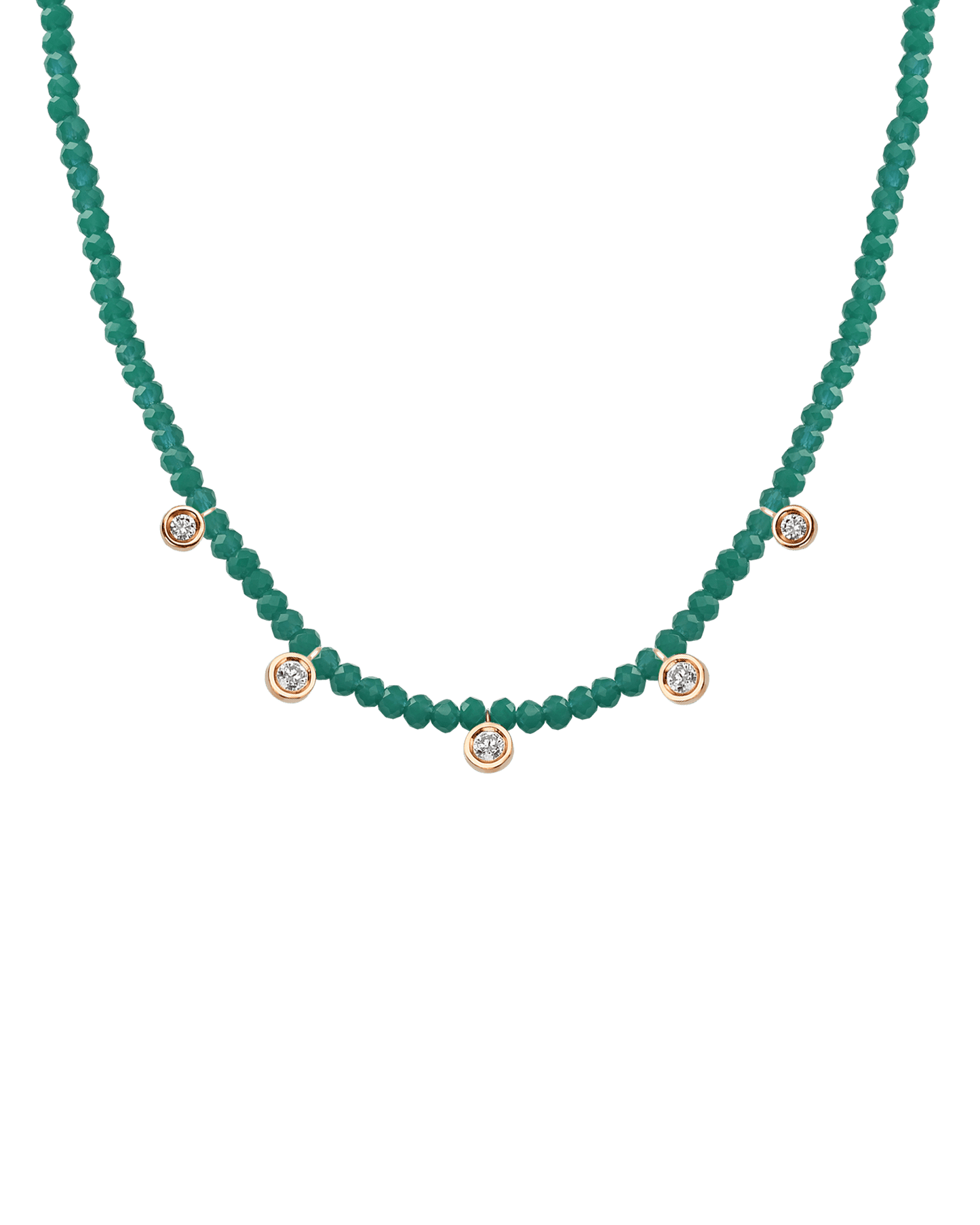 Apatite Gemstone & Five diamonds Necklace - 14K Yellow Gold Necklaces magal-dev