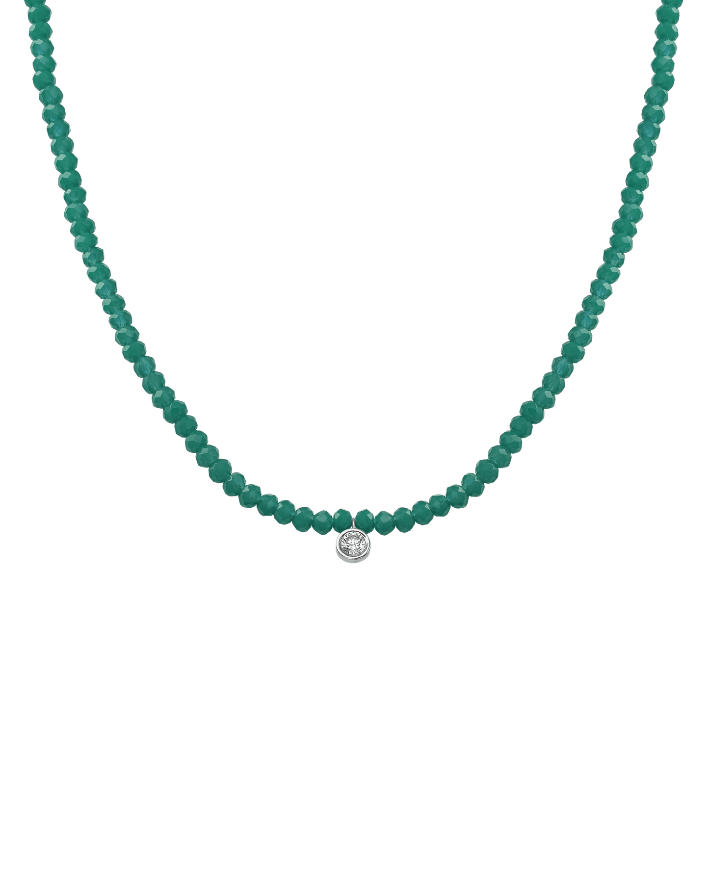 Collier Pierres Précieuses & Diamant - Or Blanc 14 carats Necklaces magal-dev Émeraude naturelle Large: 0.10 carats 35cm