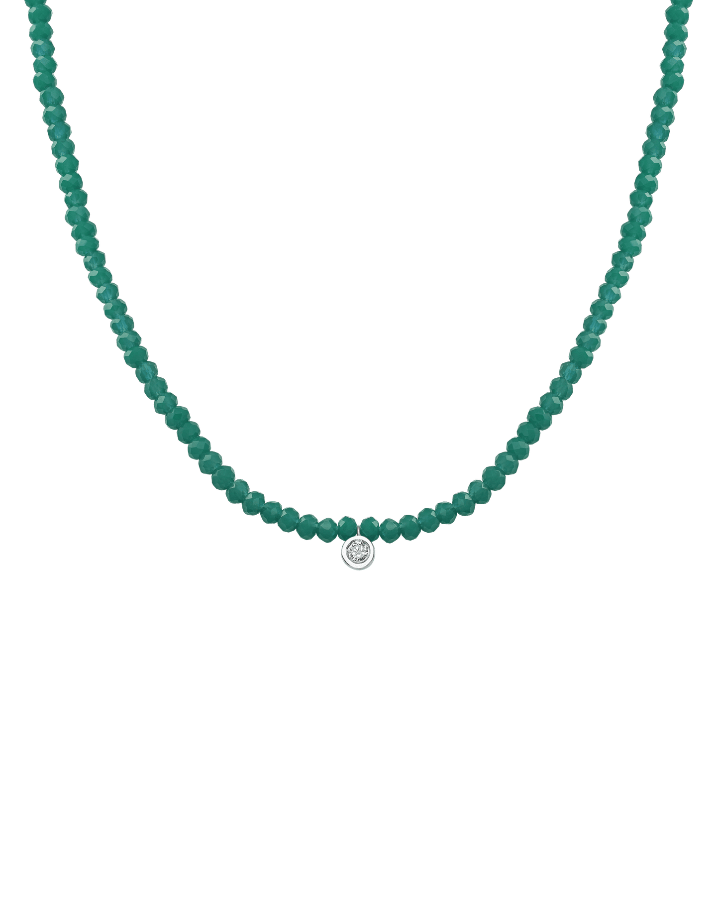 Collier Pierres Précieuses & Diamant - Or Blanc 14 carats Necklaces magal-dev Émeraude naturelle Medium: 0.05 carats 35cm