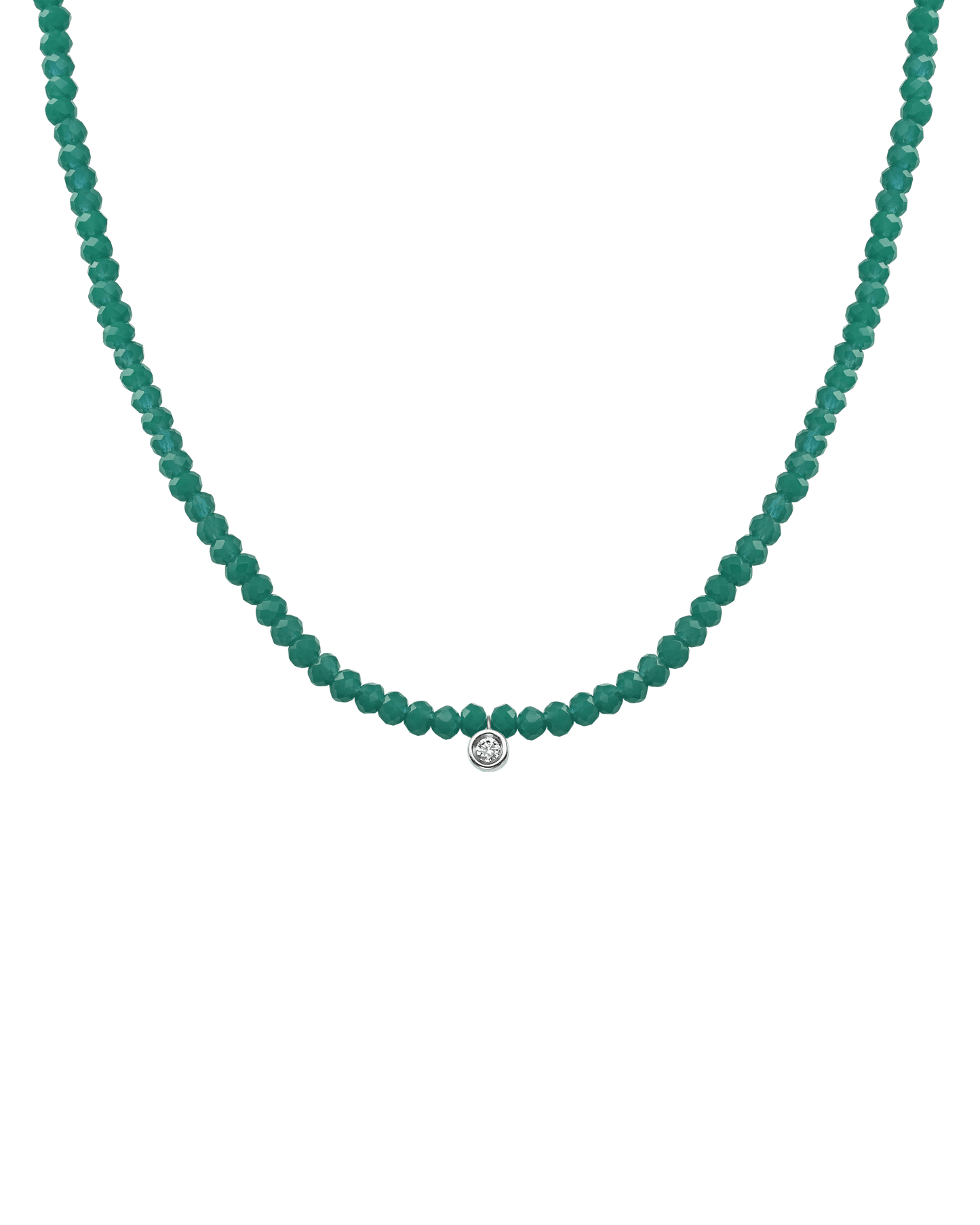 Collier Pierres Précieuses & Diamant - Or Blanc 14 carats Necklaces magal-dev Émeraude naturelle Small: 0.03 carats 35cm