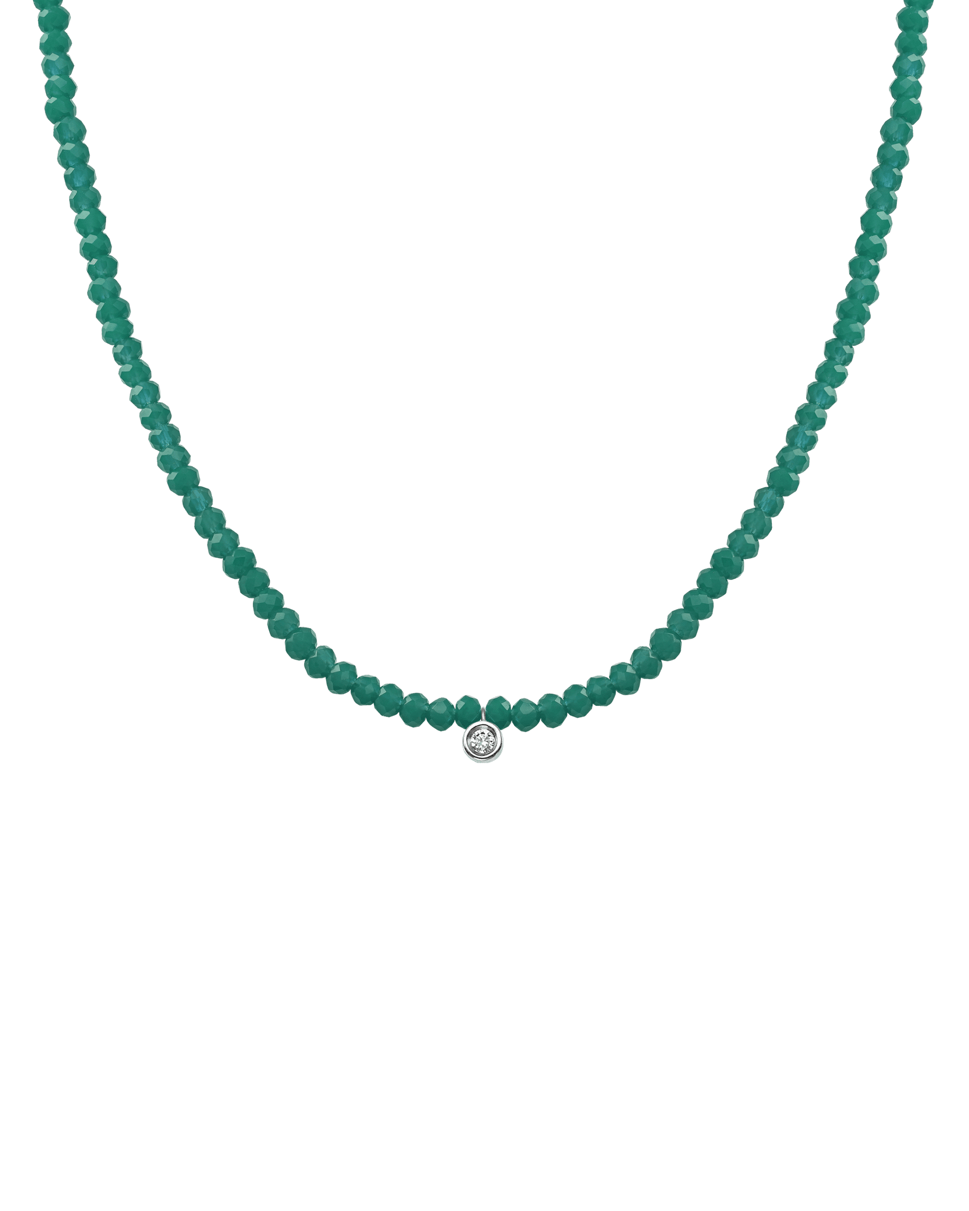 Collier Pierres Précieuses & Diamant - Or Blanc 14 carats Necklaces magal-dev Émeraude naturelle Small: 0.03 carats 35cm