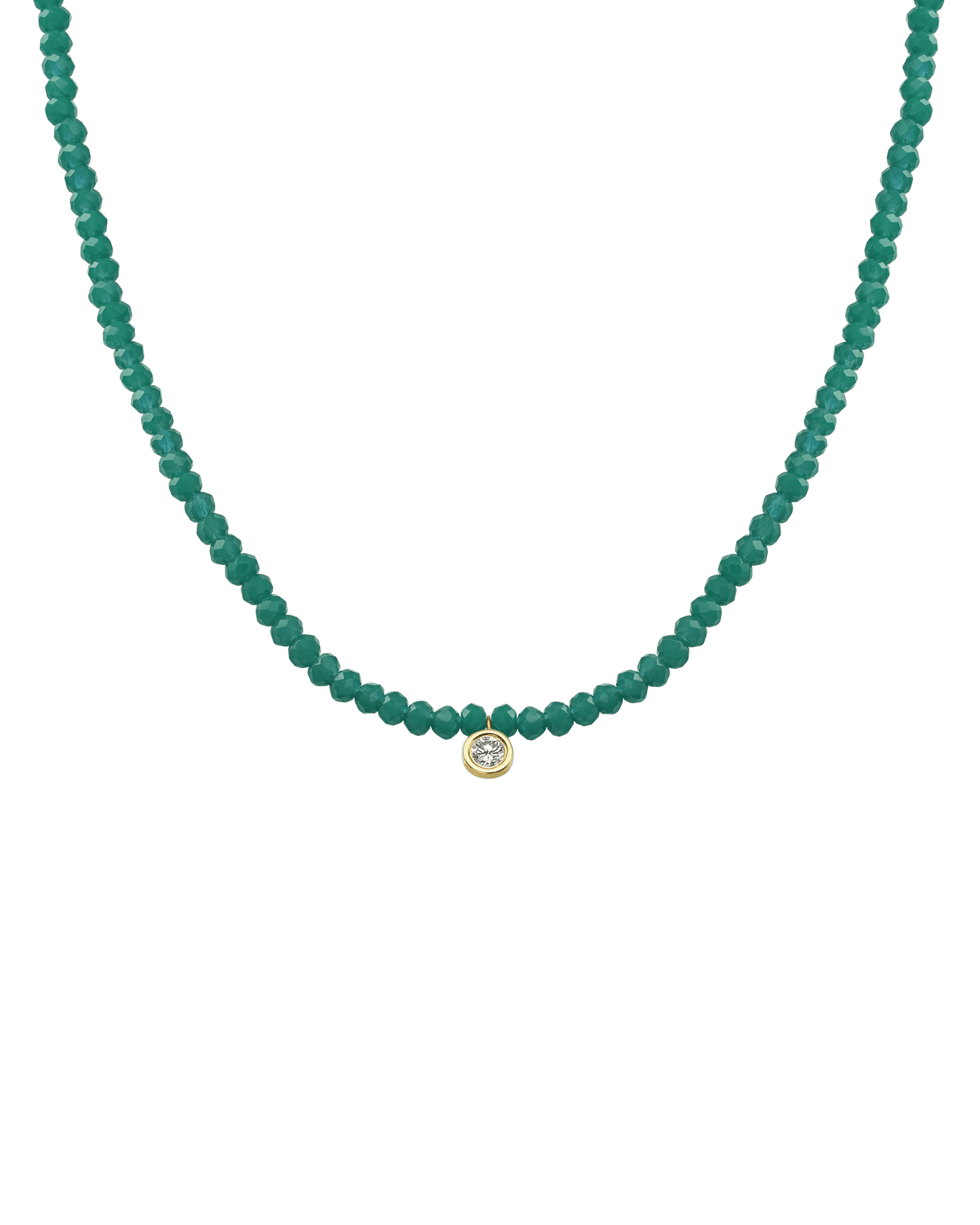 Collier Pierres Précieuses & Diamant - Or Jaune 14 carats Necklaces magal-dev Émeraude naturelle Large: 0.10 carats 35cm