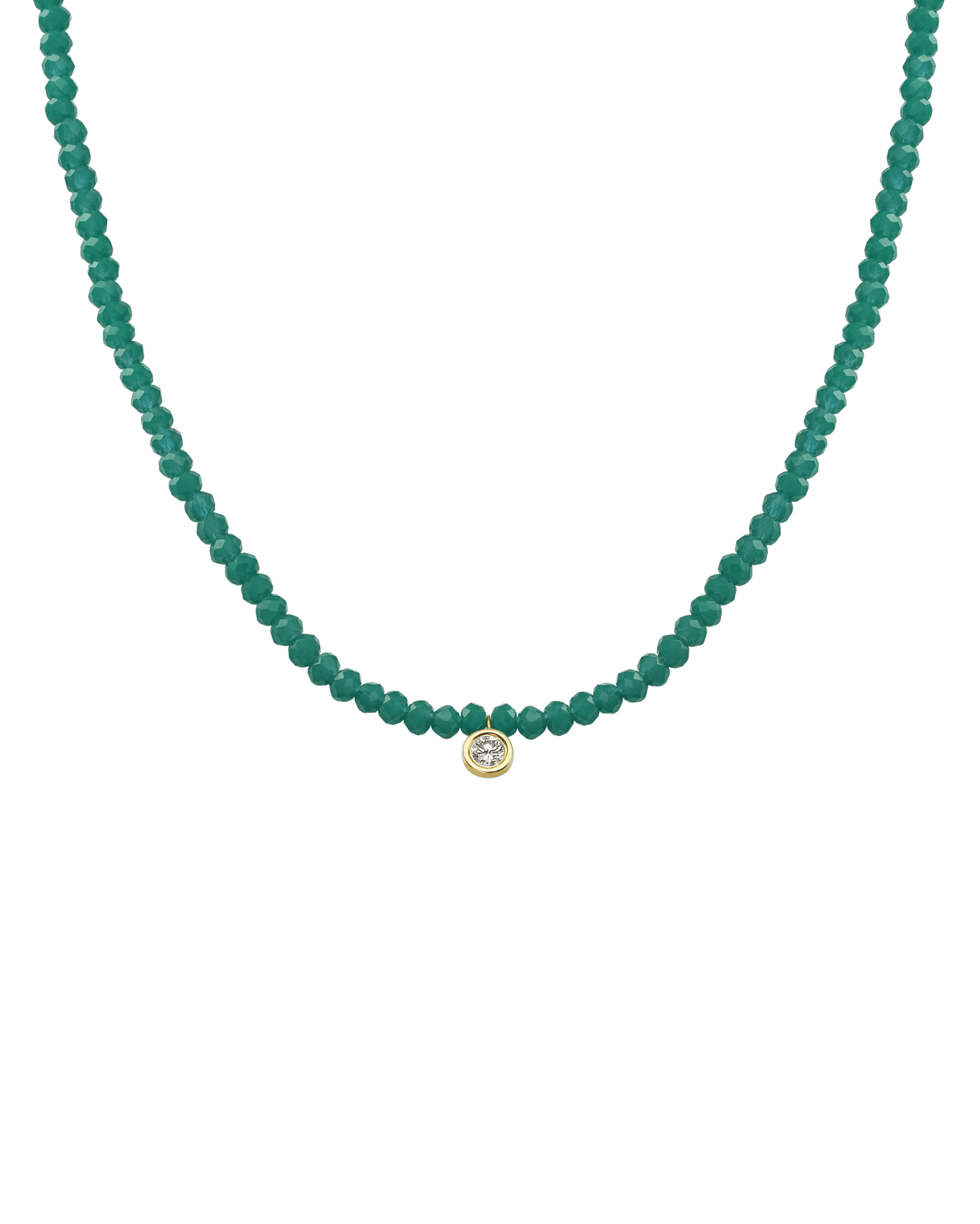The Gemstone & Diamond Necklace - 14K Yellow Gold Necklaces 14K Solid Gold Natural Emerald Large: 0.1ct 14"