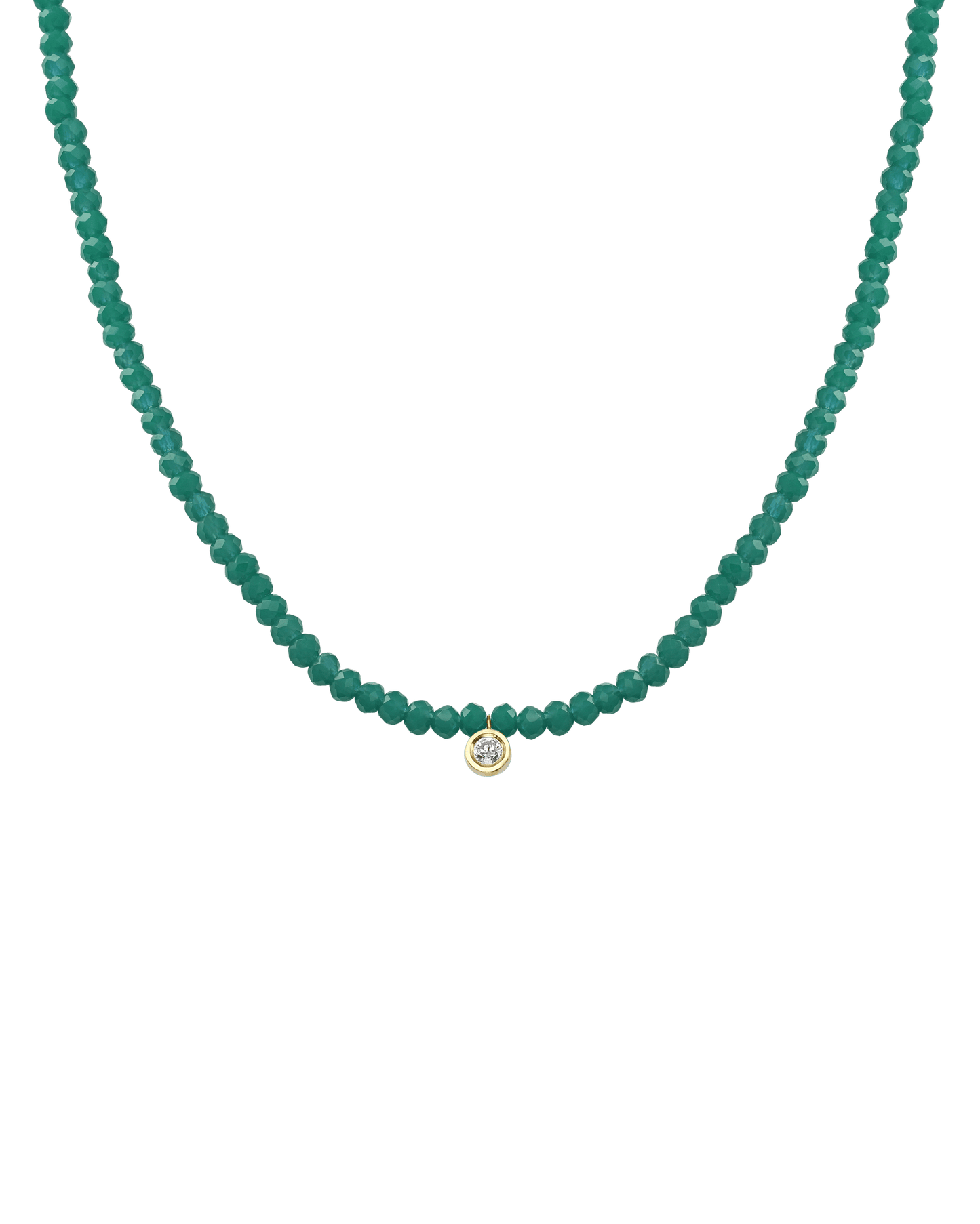 The Gemstone & Diamond Necklace - 14K Yellow Gold Necklaces 14K Solid Gold Natural Emerald Medium: 0.04ct 14"