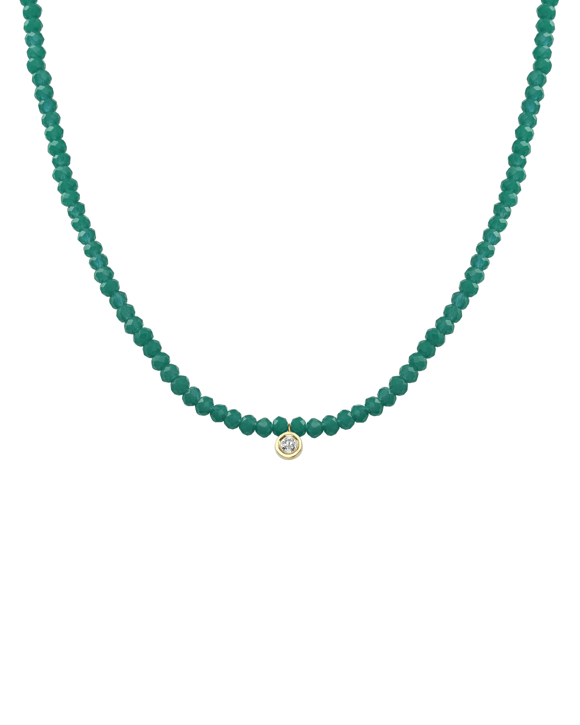 The Gemstone & Diamond Necklace - 14K Yellow Gold Necklaces 14K Solid Gold Natural Emerald Medium: 0.04ct 14"