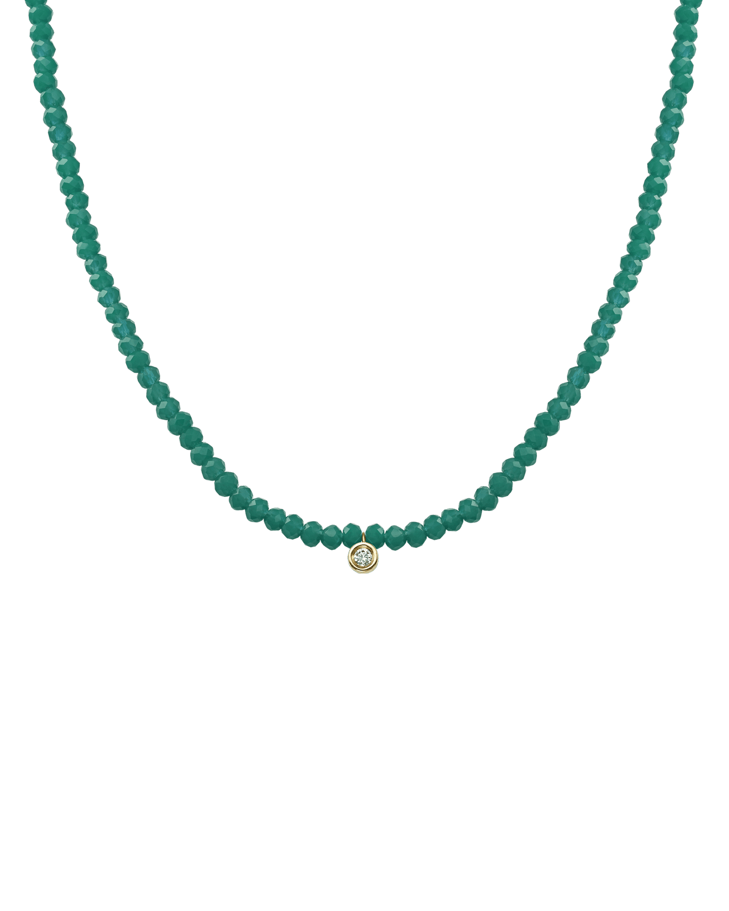 Collier Pierres Précieuses & Diamant - Or Jaune 14 carats Necklaces magal-dev Émeraude naturelle Small: 0.03 carats 35cm