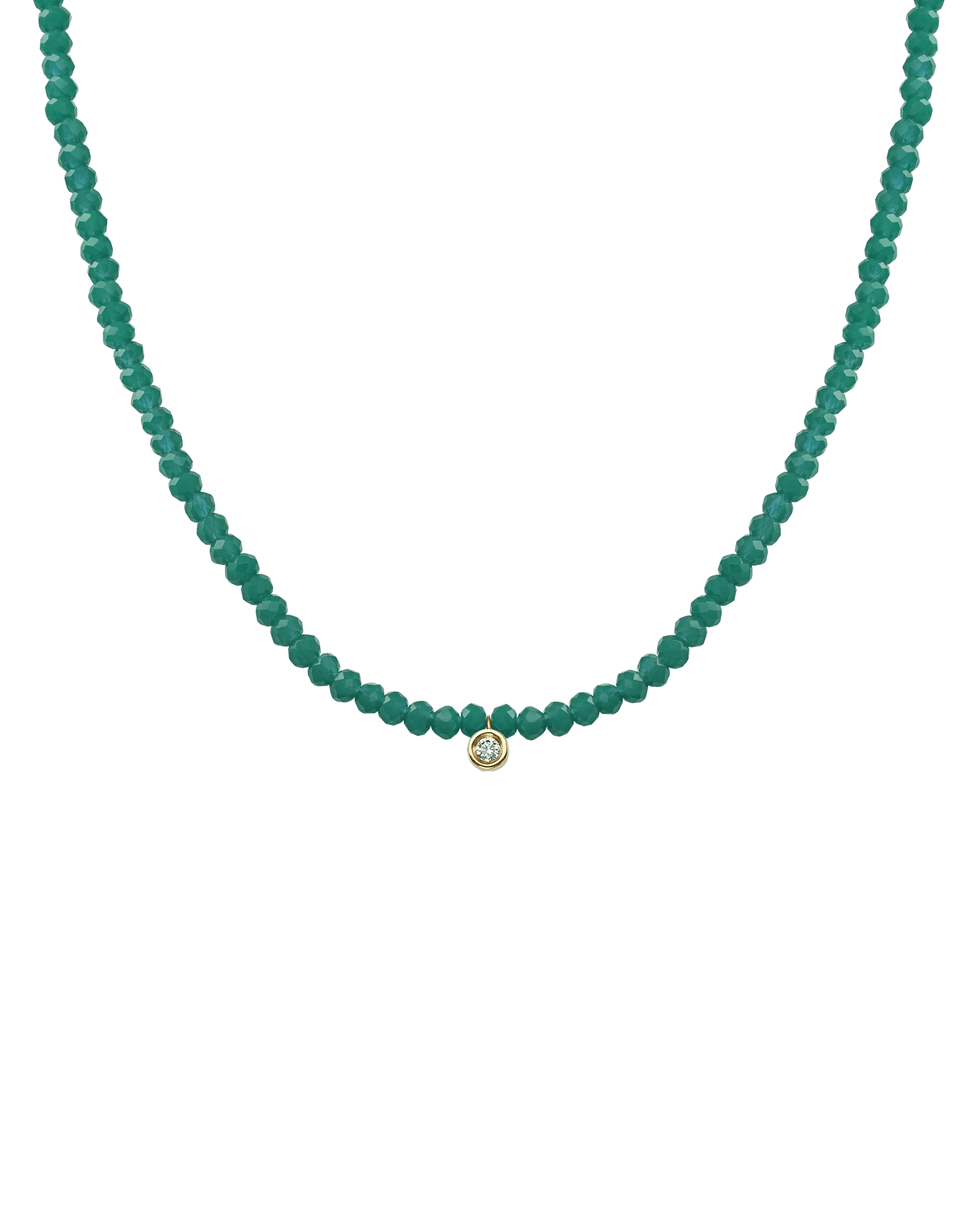 Collier Pierres Précieuses & Diamant - Or Jaune 14 carats Necklaces magal-dev Émeraude naturelle Small: 0.03 carats 35cm