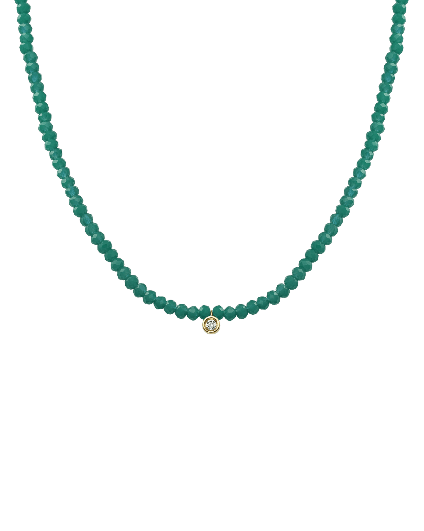 The Gemstone & Diamond Necklace - 14K Yellow Gold Necklaces 14K Solid Gold Natural Emerald Small: 0.03ct 14"