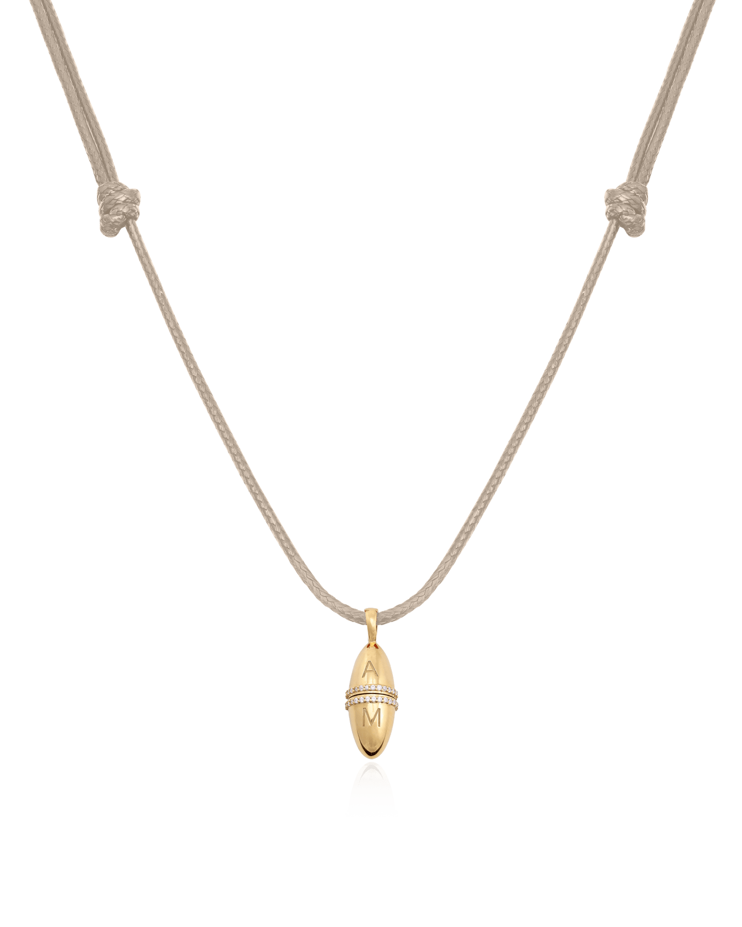 Fabergé Cord Necklace - 18K Gold Vermeil Necklaces magal-dev Beige Adjustable Leather Cord 20"-24"