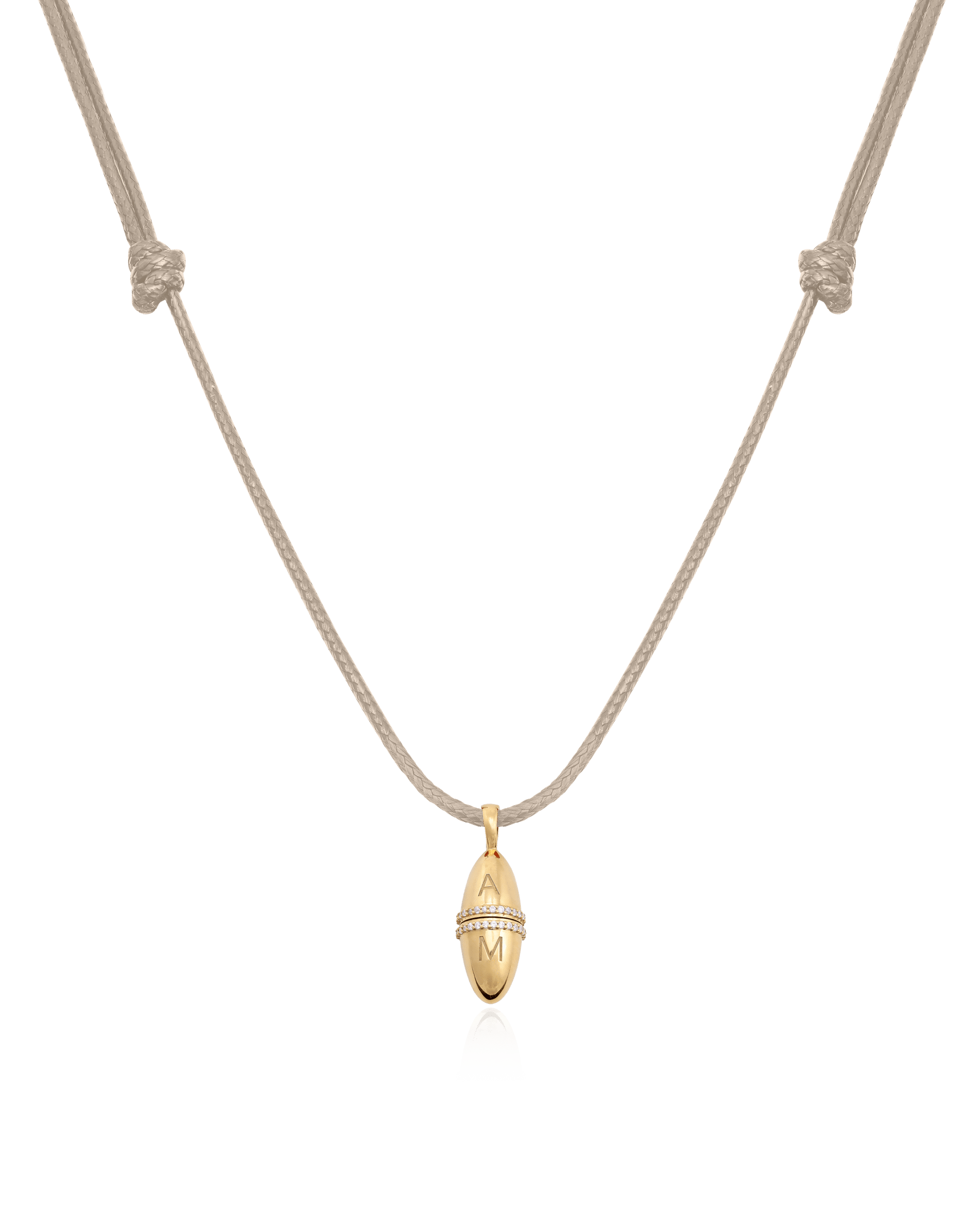 Fabergé Cord Necklace - 18K Gold Vermeil Necklaces magal-dev Beige Adjustable Leather Cord 20"-24"