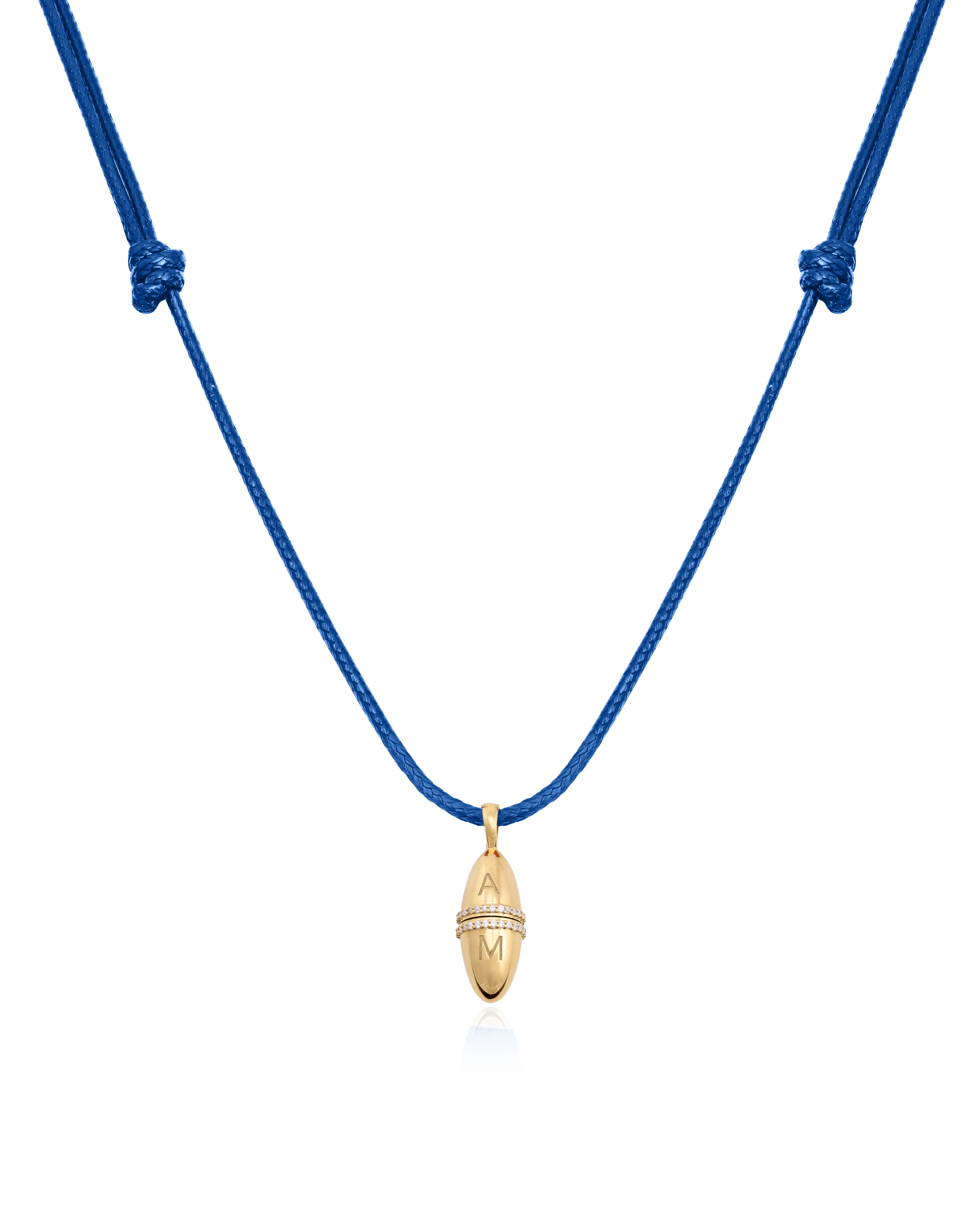 Fabergé Cord Necklace - 18K Gold Vermeil Necklaces magal-dev Blue Adjustable Leather Cord 20"-24"